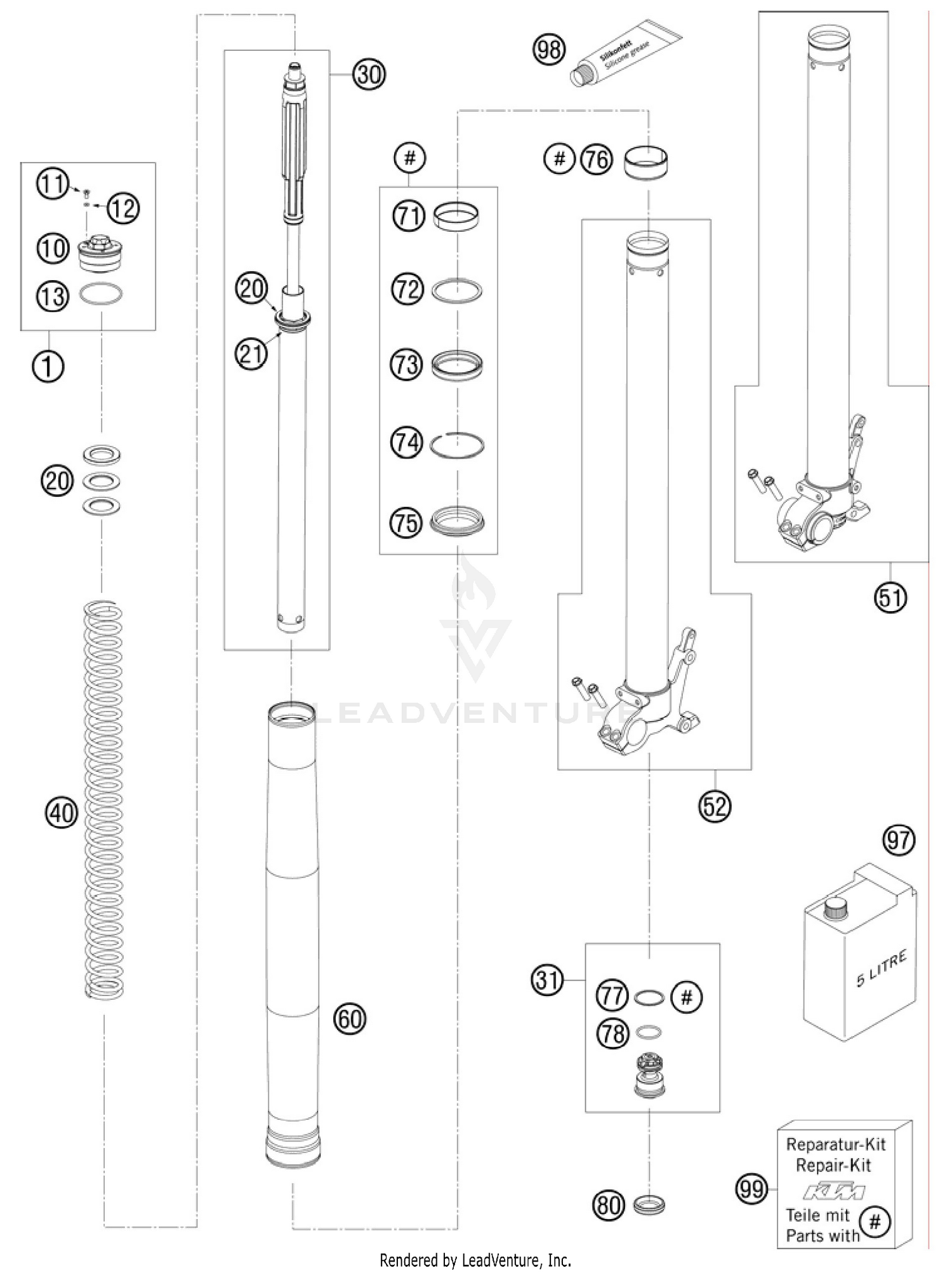 Front Fork, Disassembled
