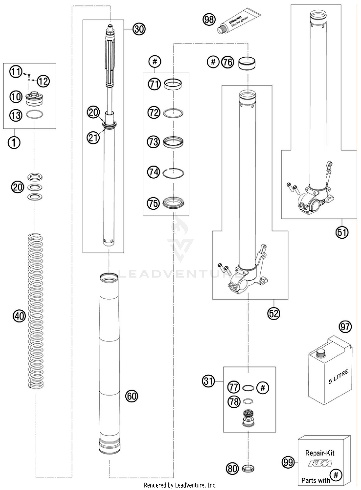 Front Fork, Disassembled