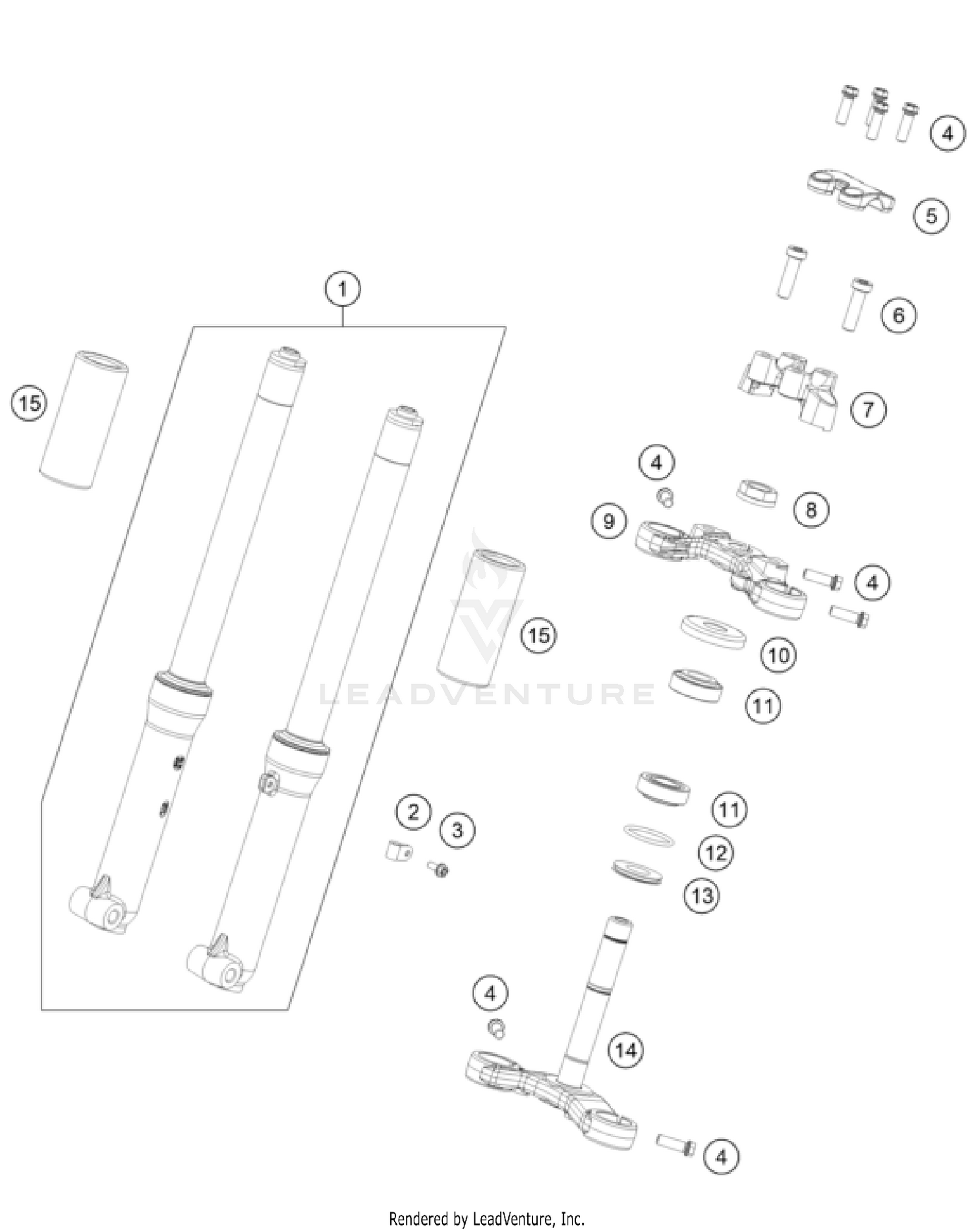FRONT FORK, TRIPLE CLAMP