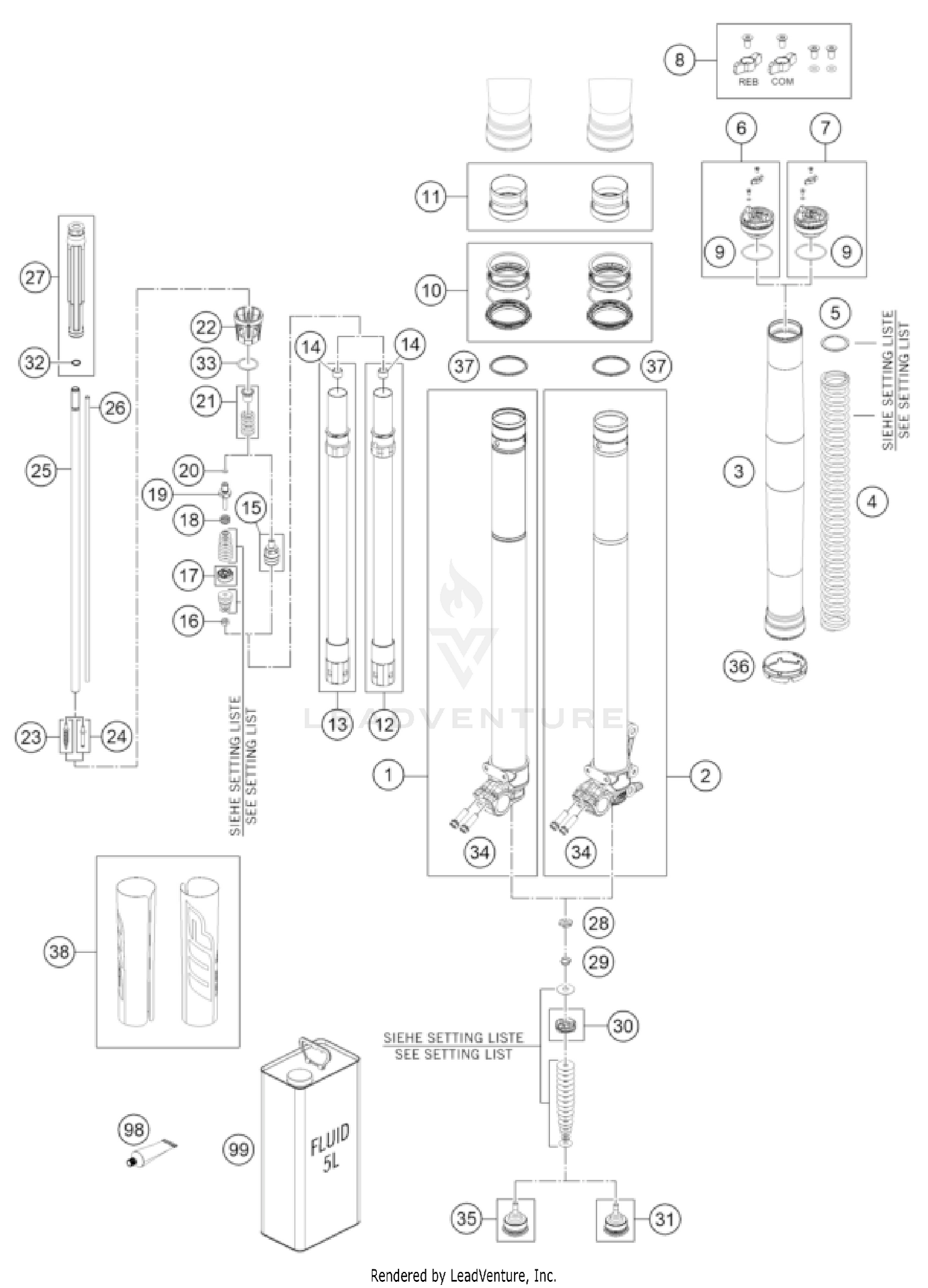 FRONT FORK DISASSEMBLED