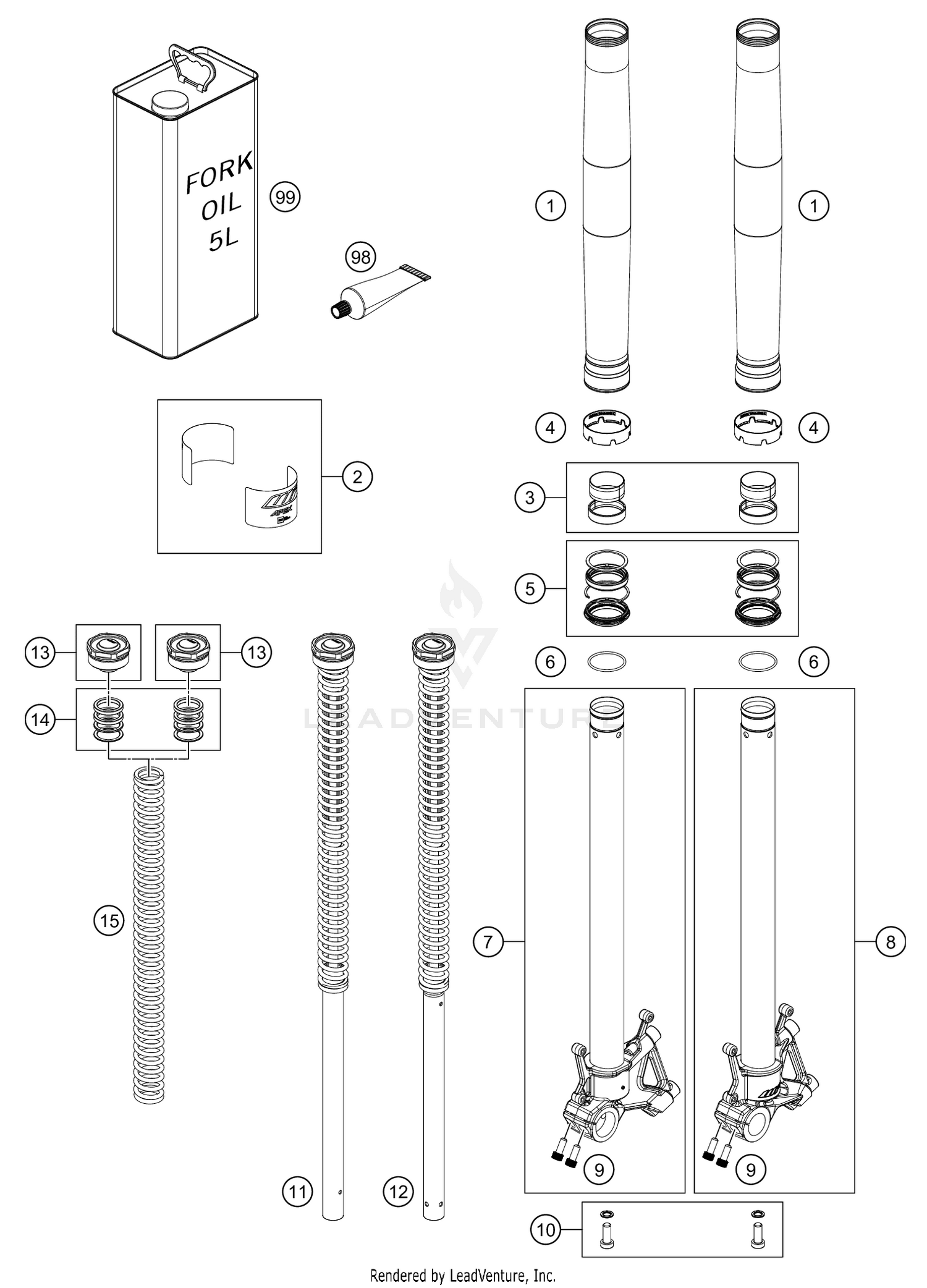 FRONT FORK DISASSEMBLED
