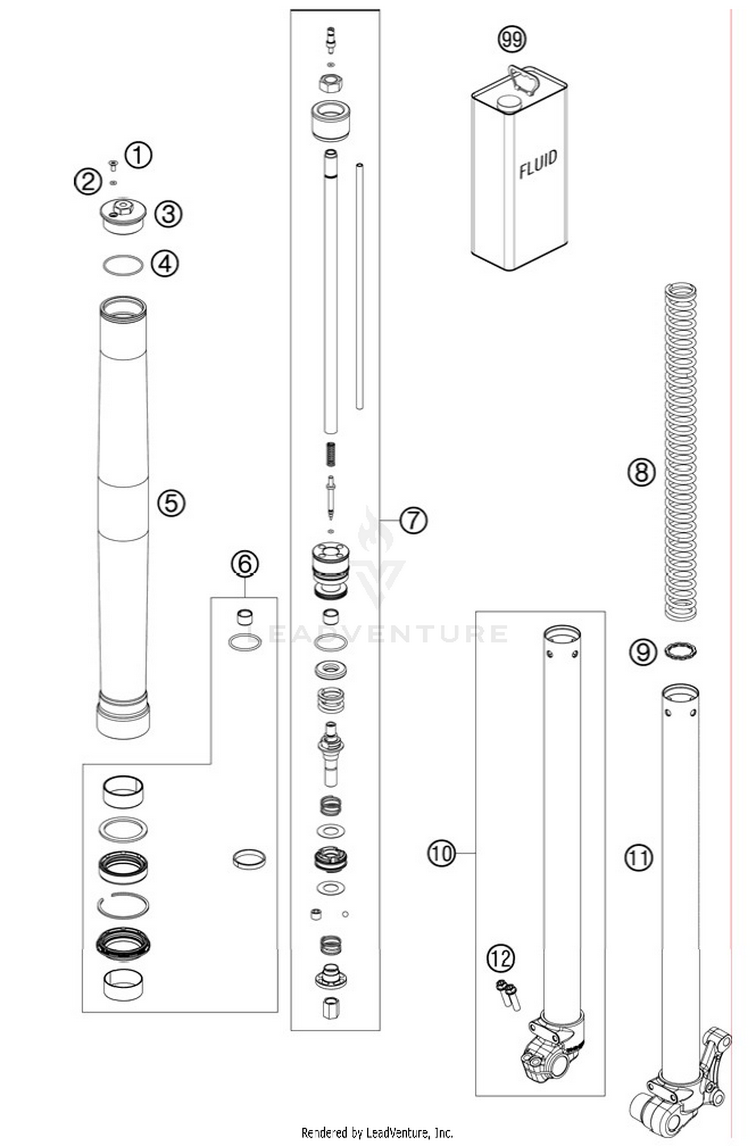 Front Fork, Disassembled