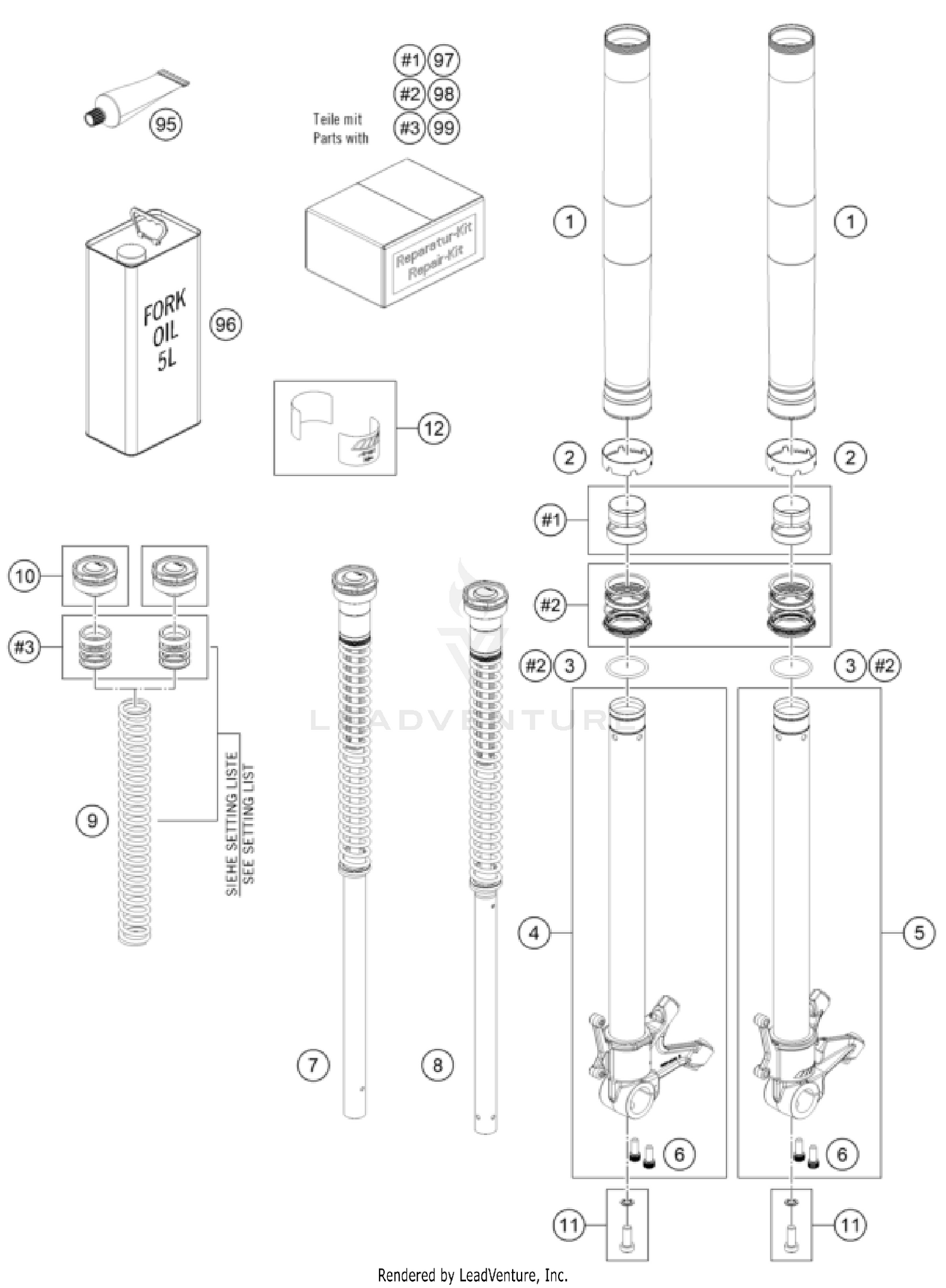 FRONT FORK DISASSEMBLED
