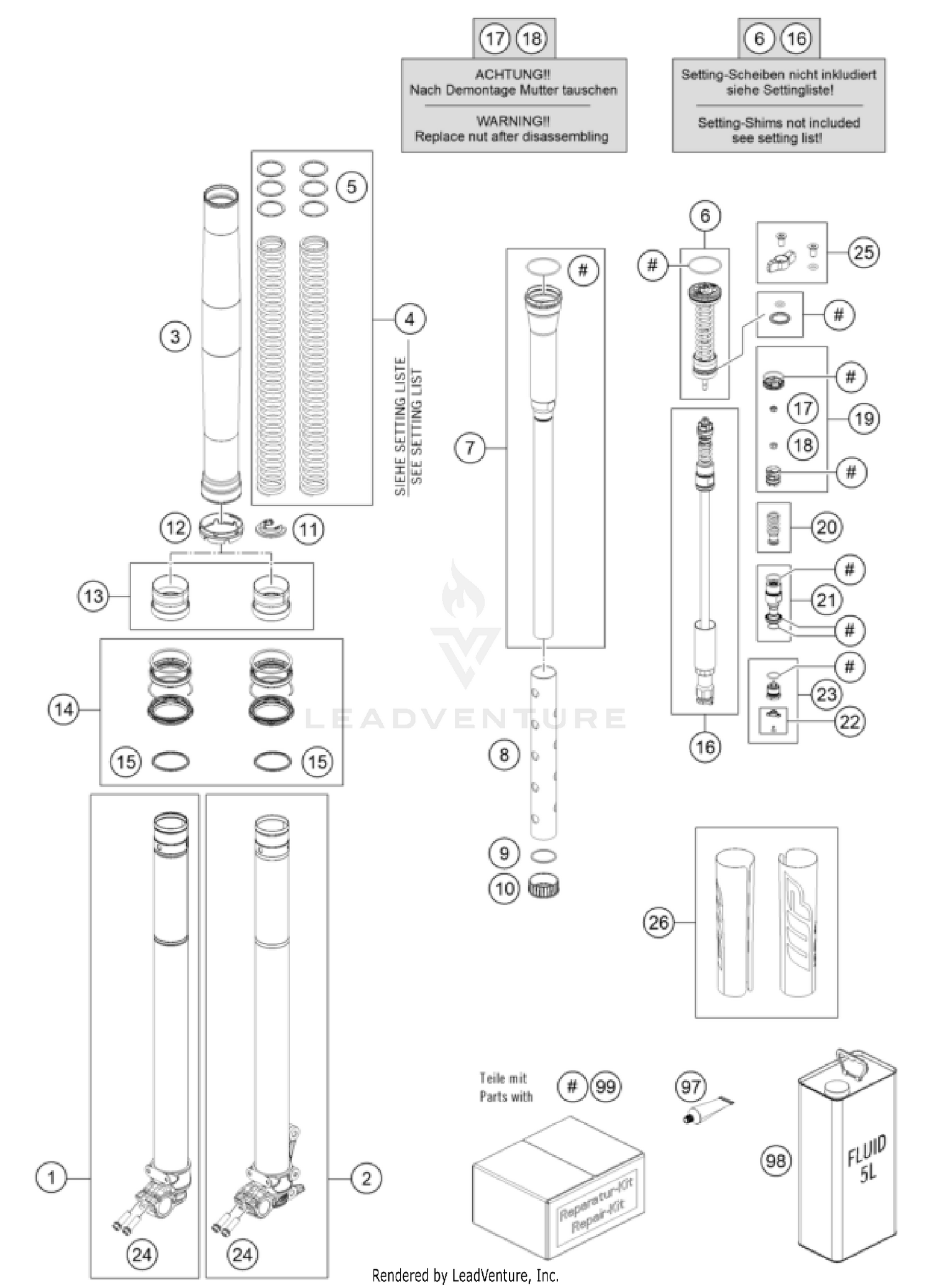 FRONT FORK DISASSEMBLED
