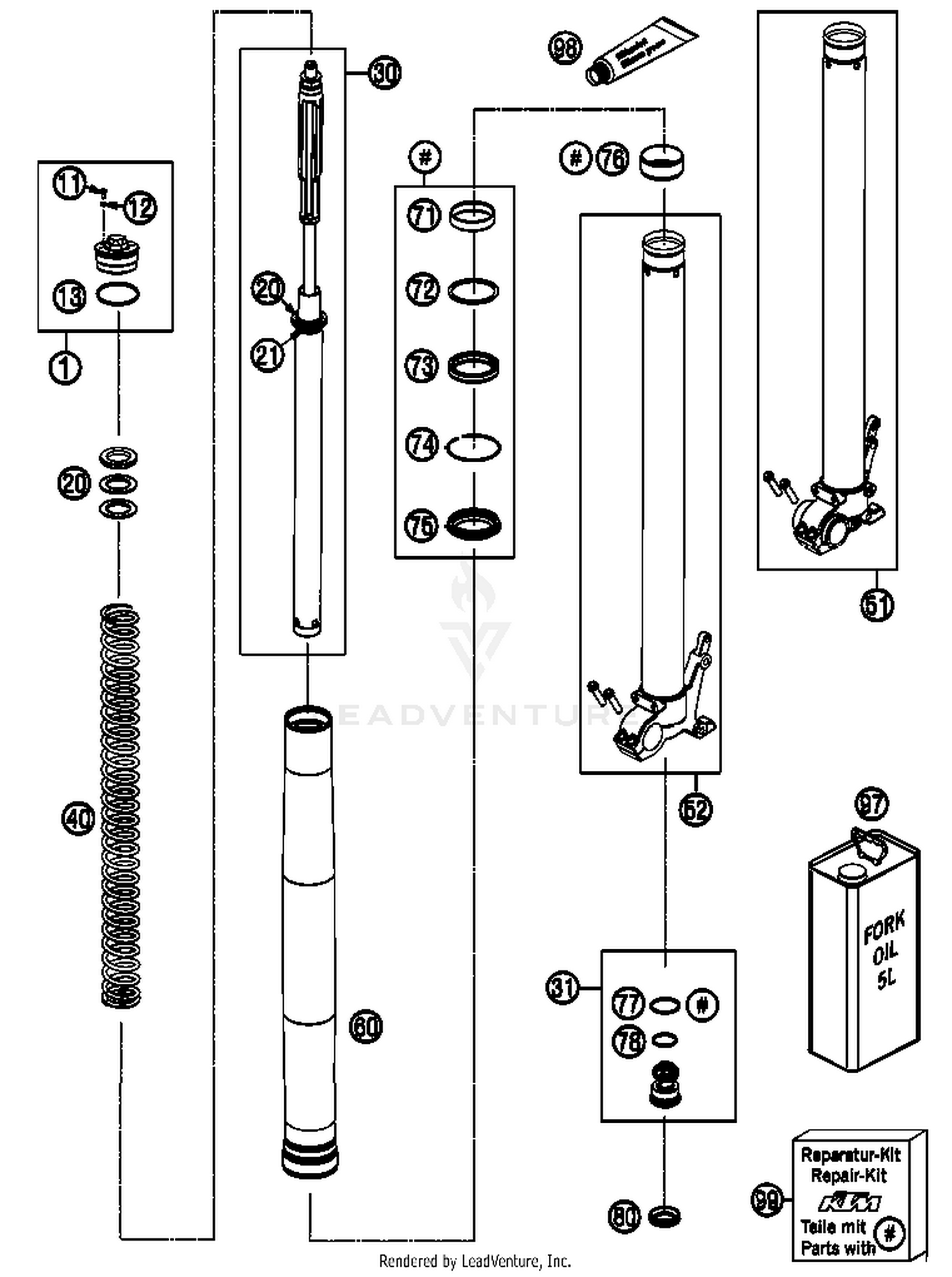Front Fork, Disassembled