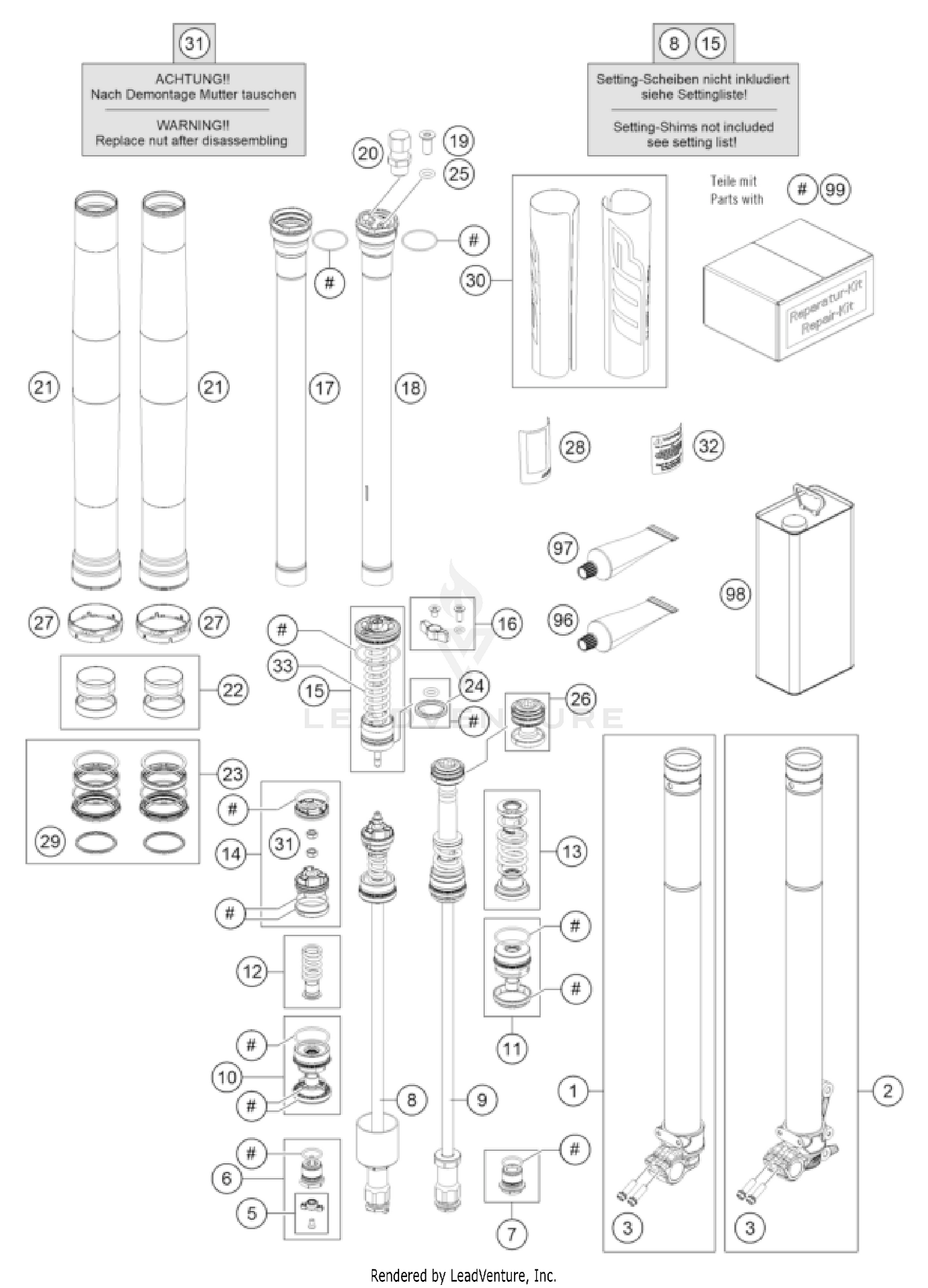 FRONT FORK DISASSEMBLED