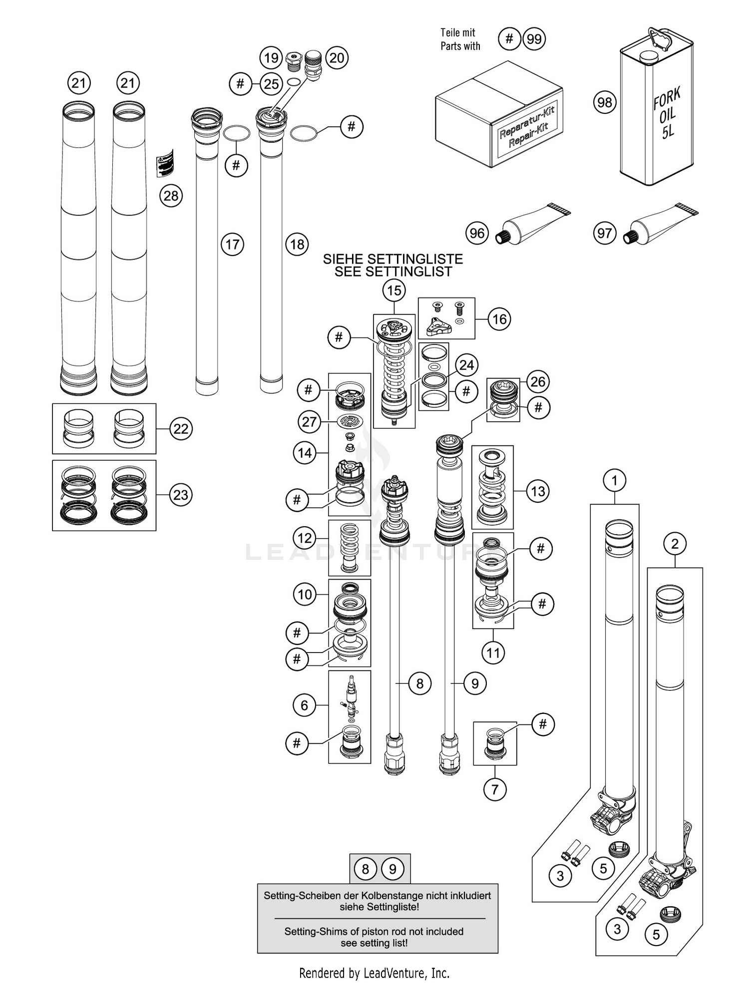 FRONT FORK DISASSEMBLED