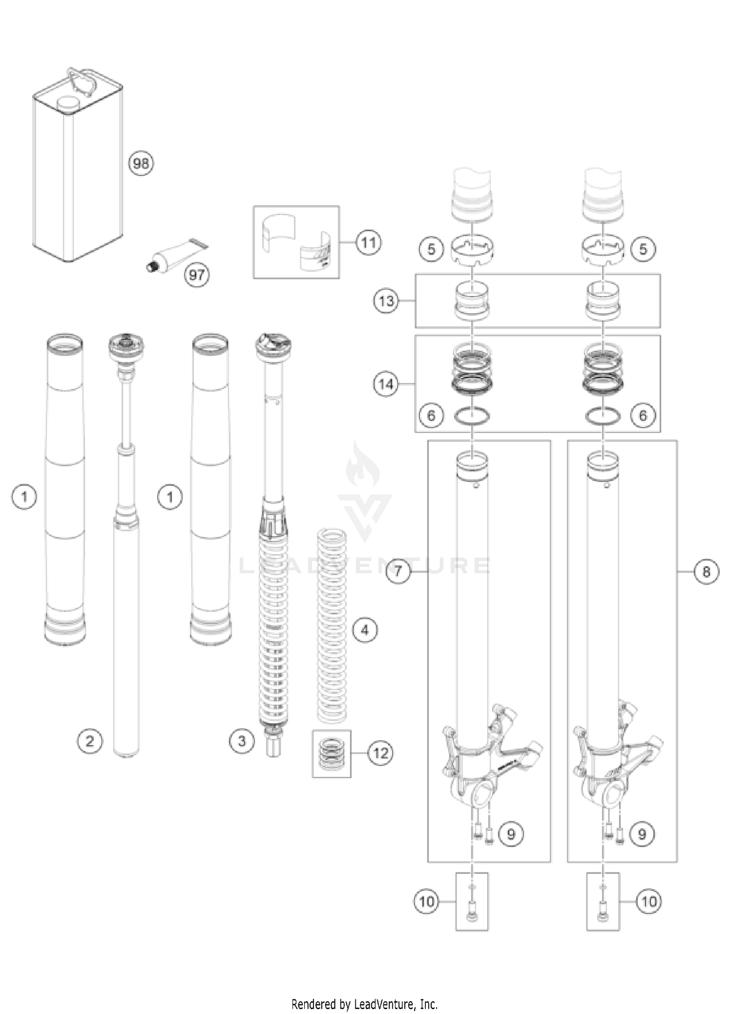 FRONT FORK DISASSEMBLED