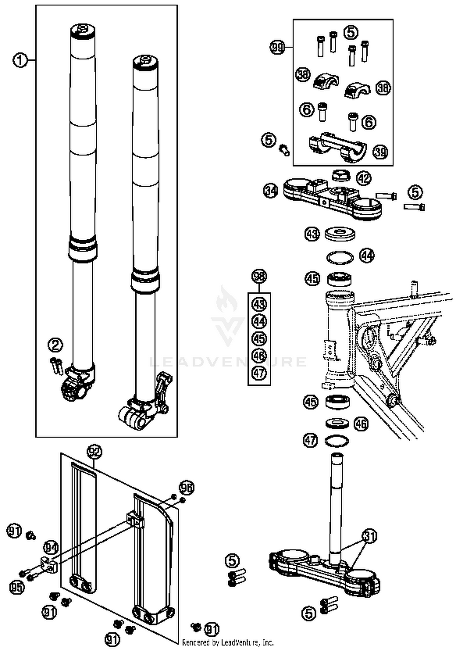 Front Fork, Triple Clamp