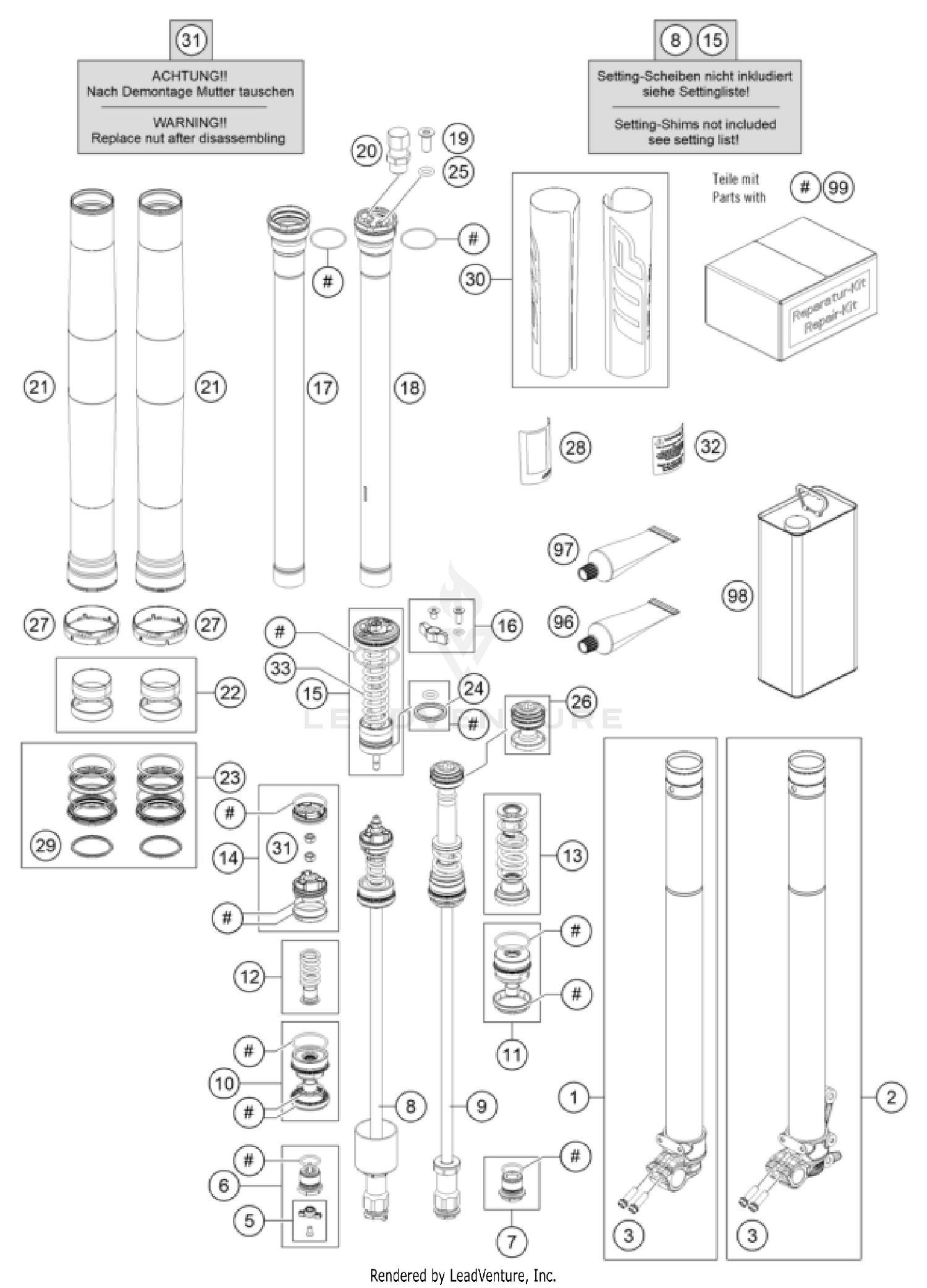 FRONT FORK DISASSEMBLED