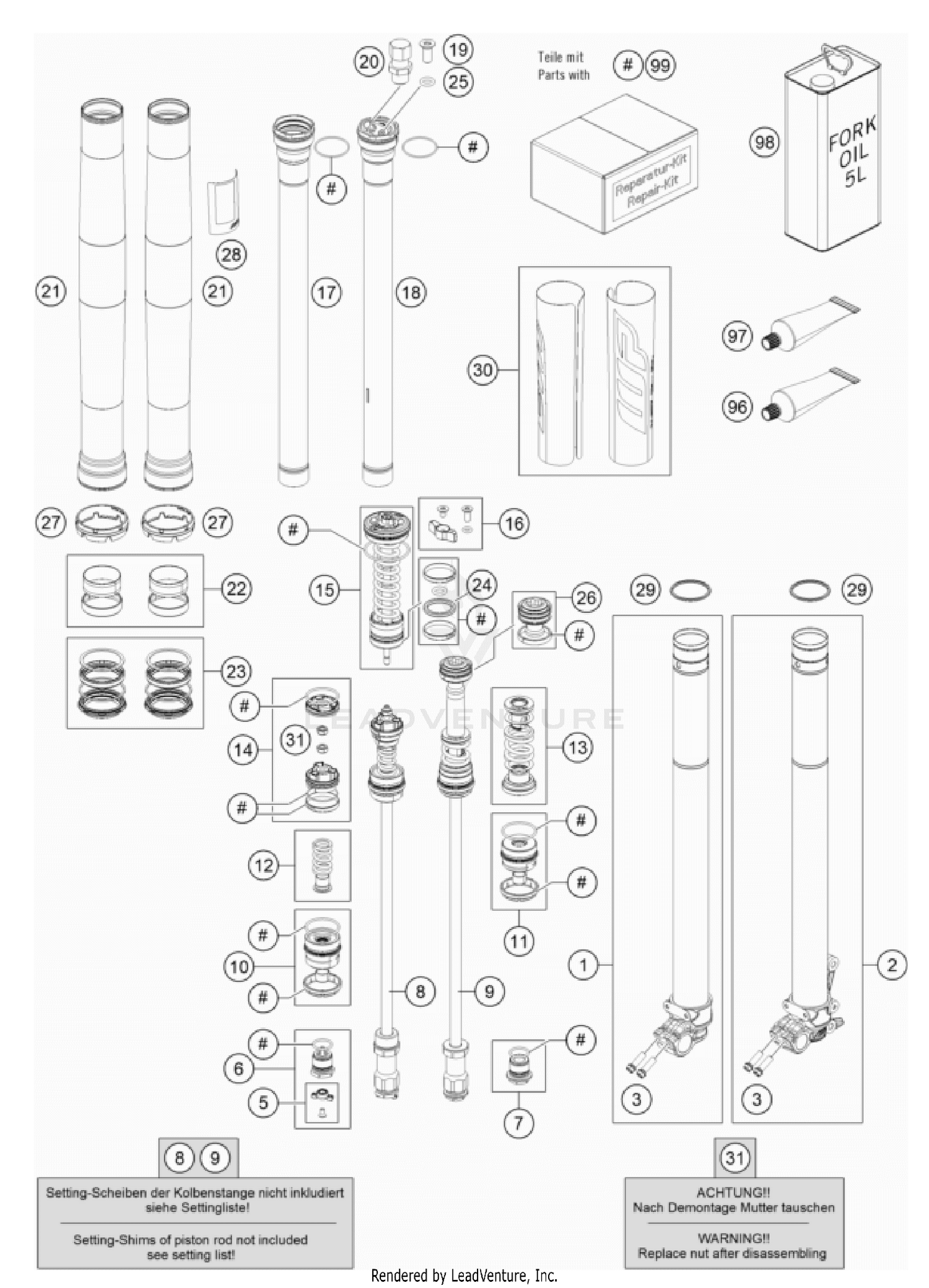 FRONT FORK DISASSEMBLED