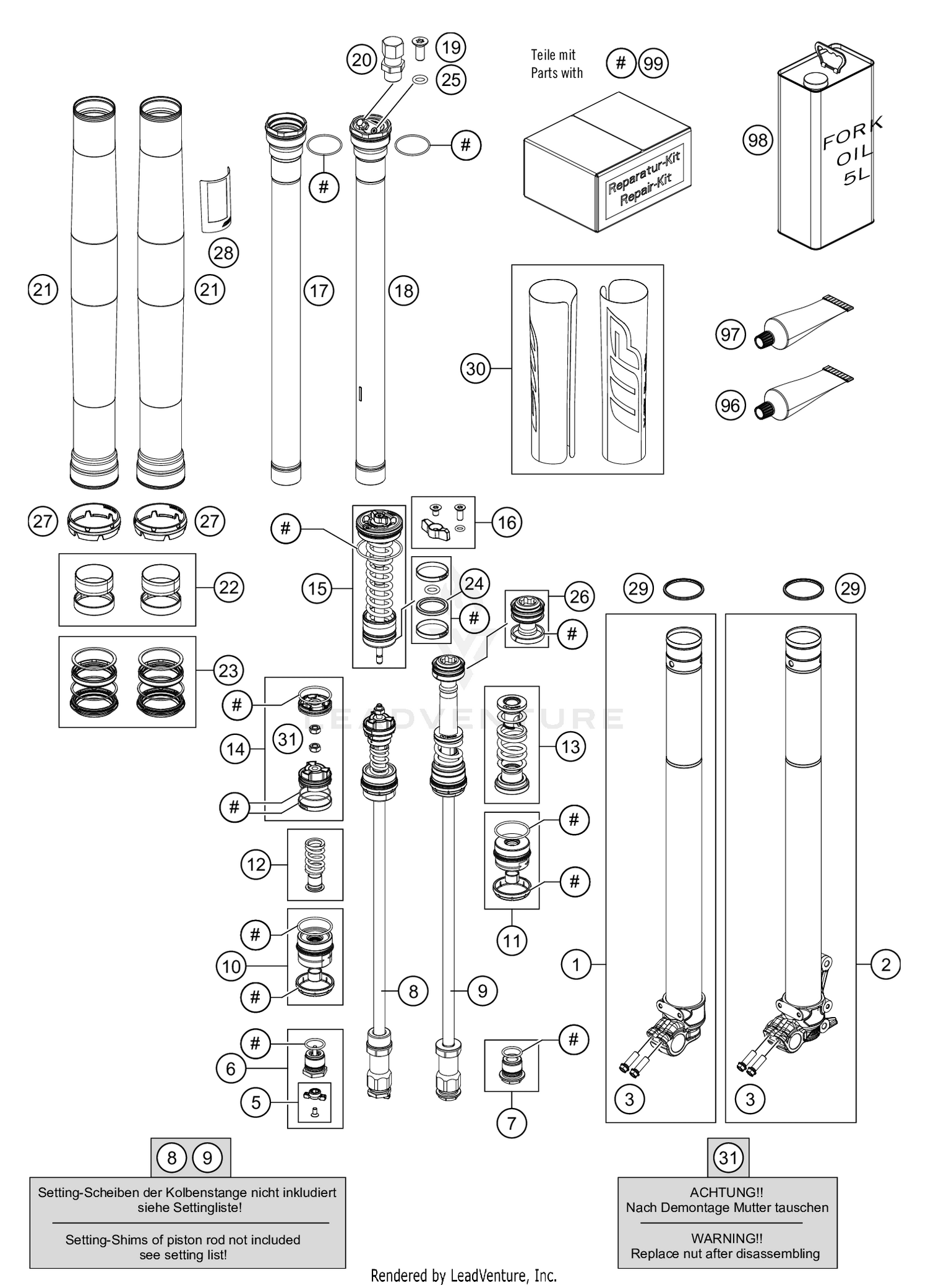 FRONT FORK DISASSEMBLED