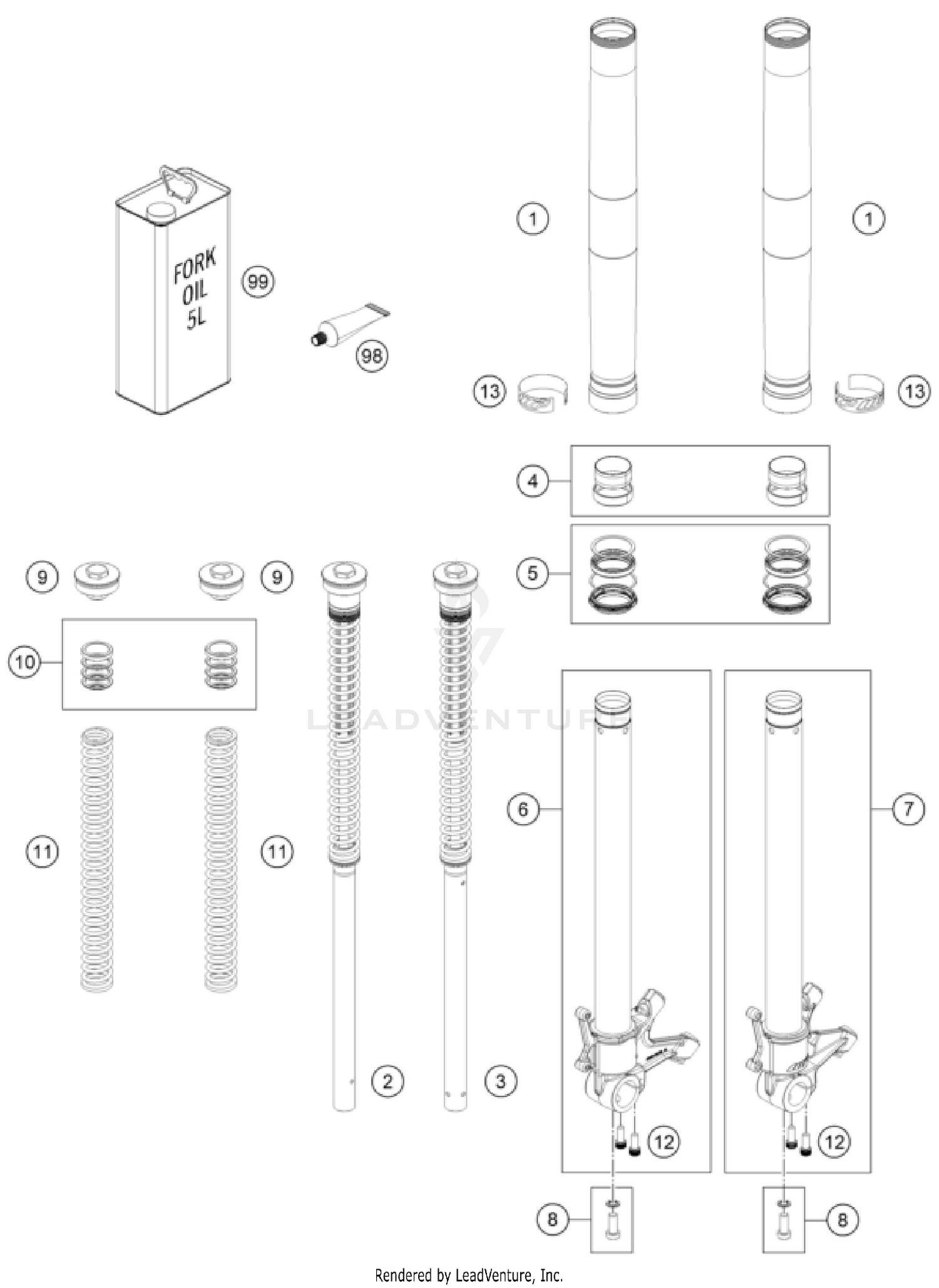 FRONT FORK DISASSEMBLED