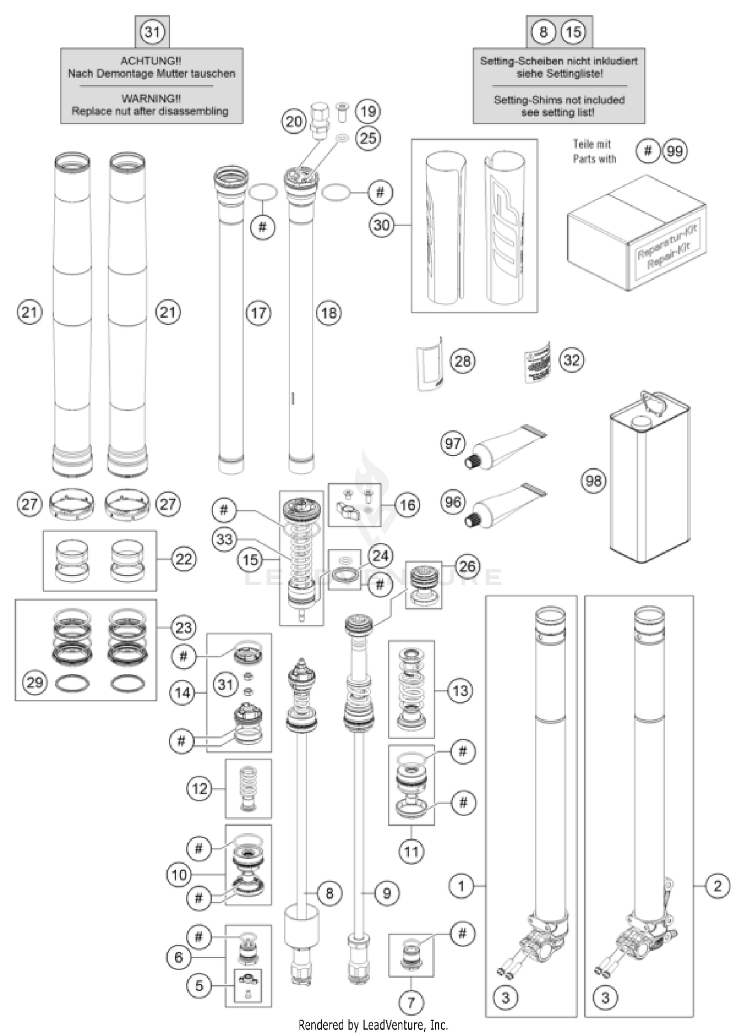 FRONT FORK DISASSEMBLED