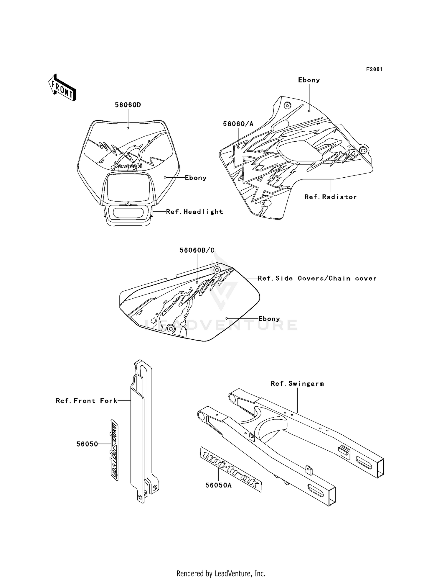 DECALS (EBONY)(KLX650-C1/C2)