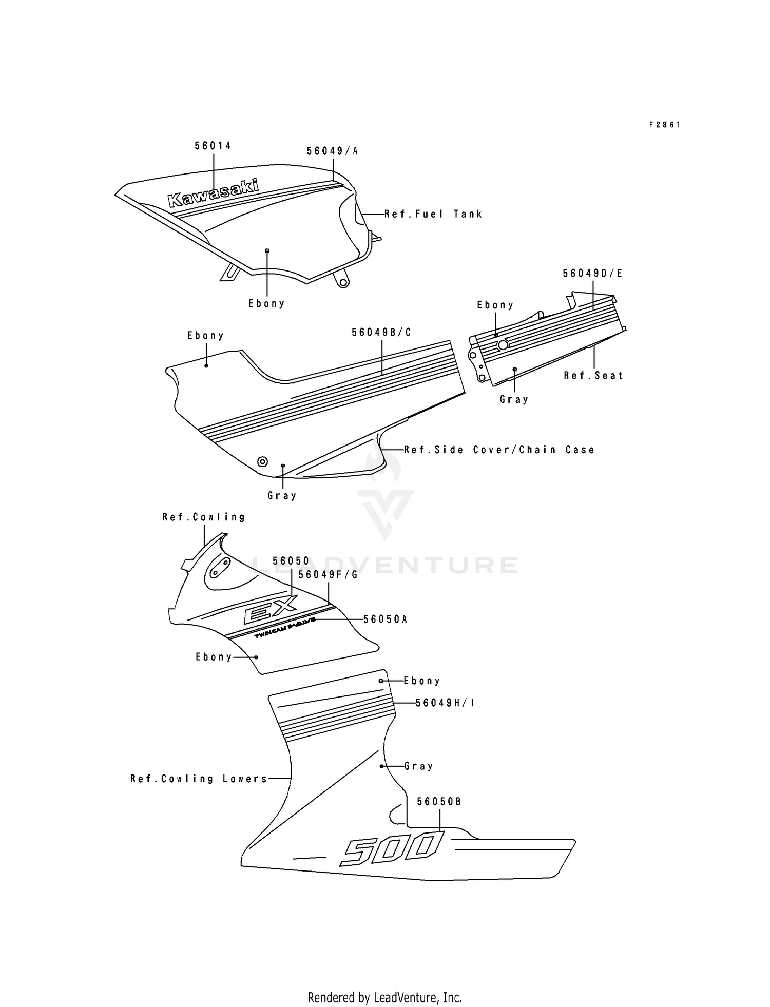 DECALS (EX500-A4)(EBONY/GRAY)