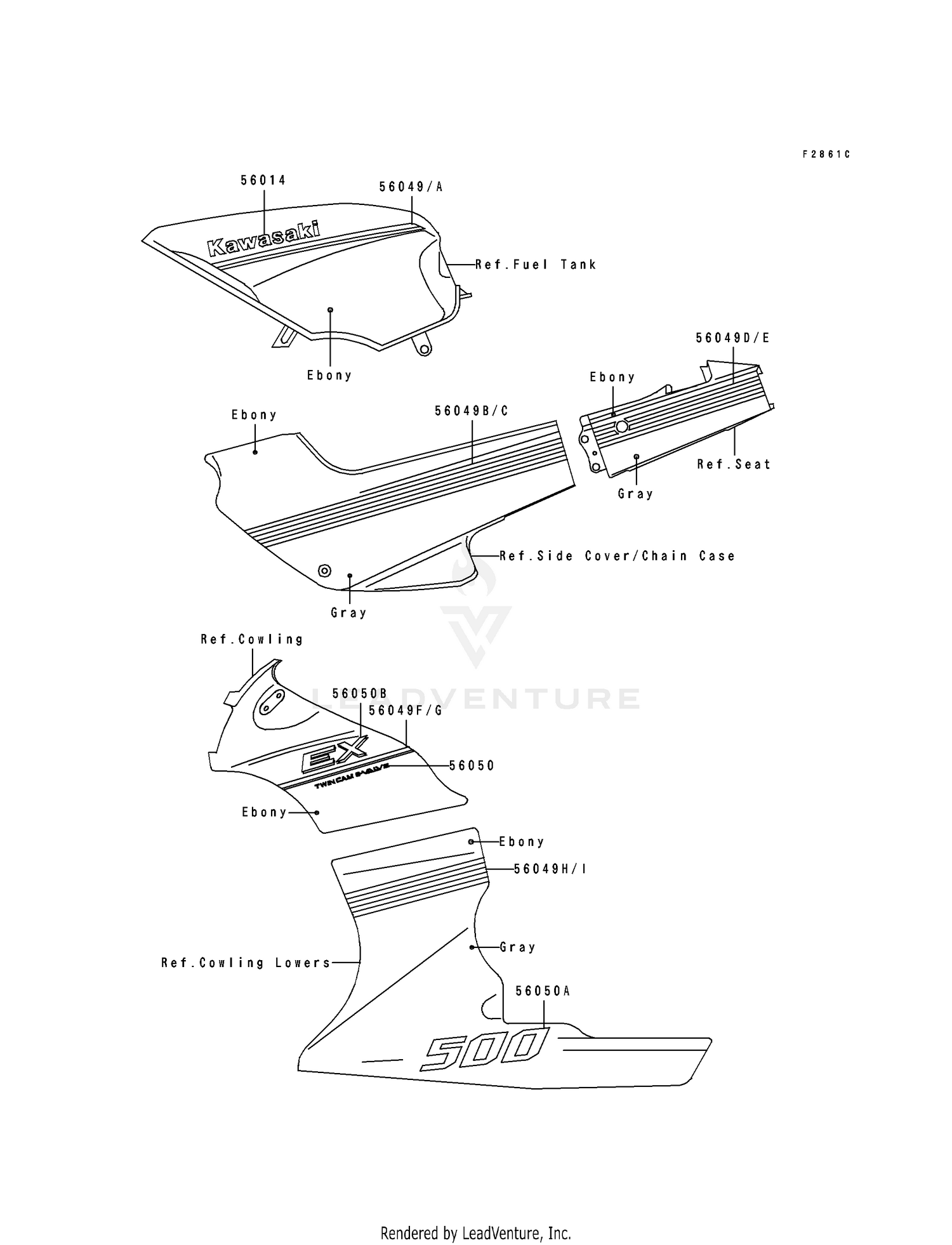 DECALS (EX500-A5)(EBONY/GRAY)