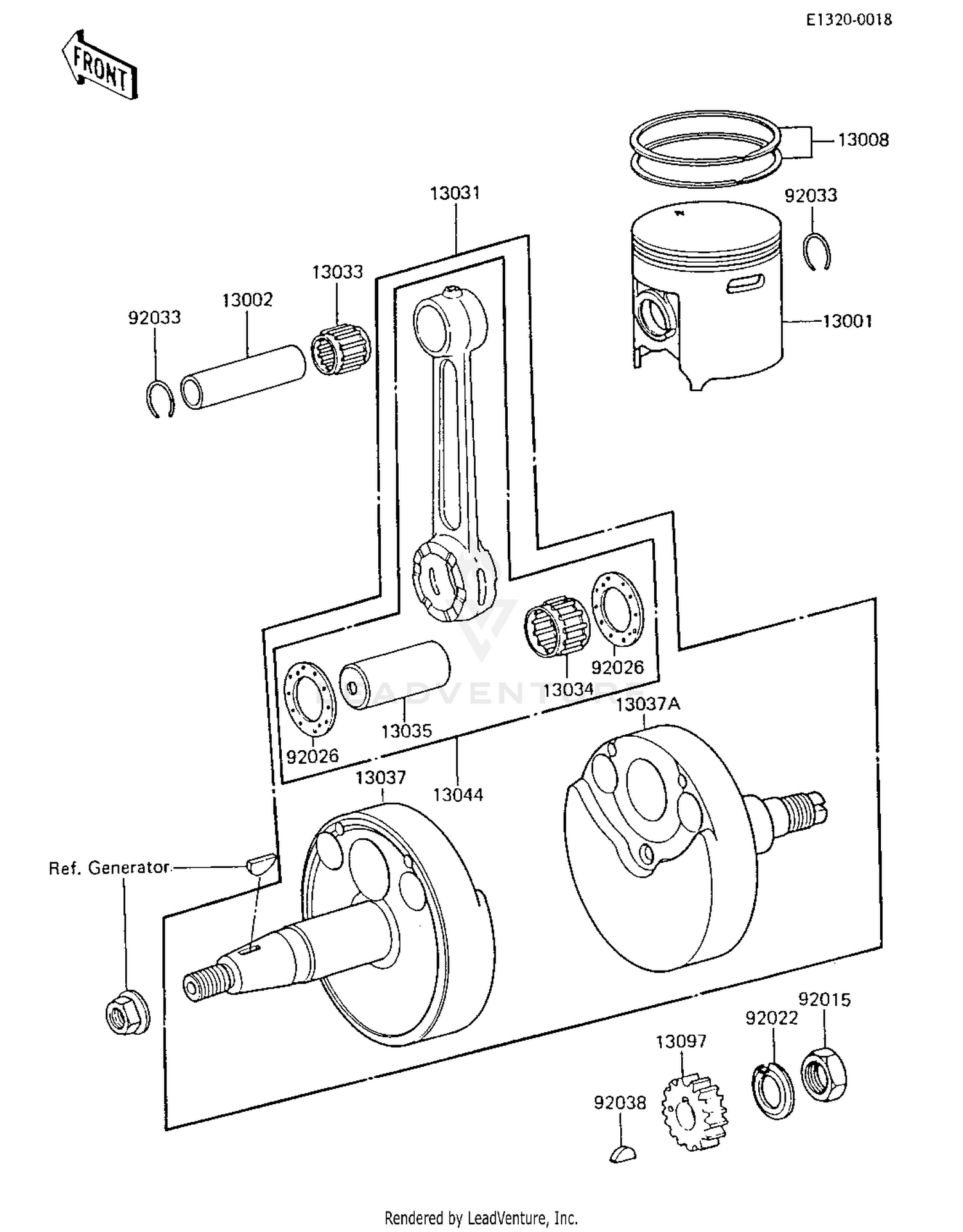 CRANKSHAFT/PISTON ('85 KX80-E3)