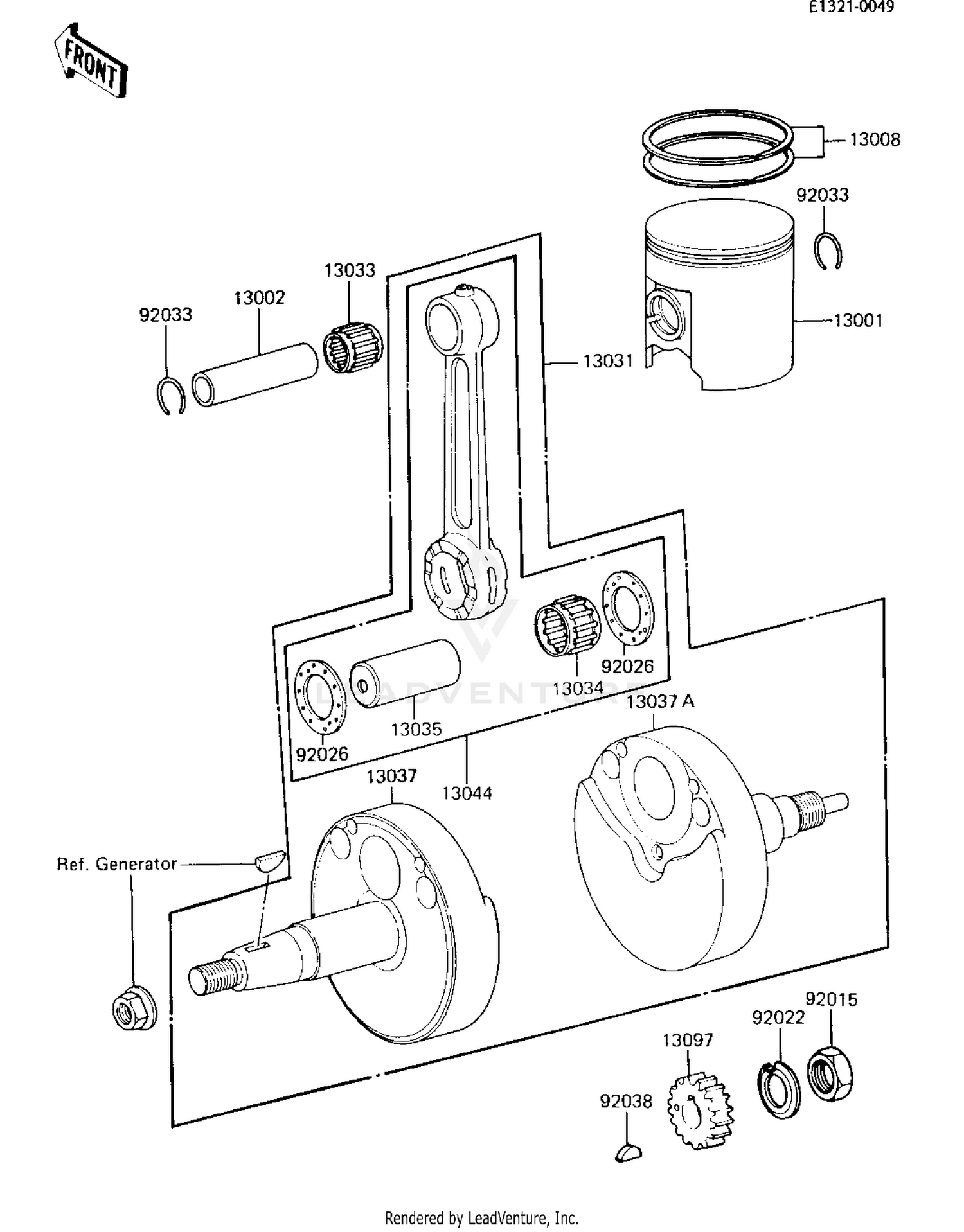 CRANKSHAFT/PISTON ('84 KX80-E2)
