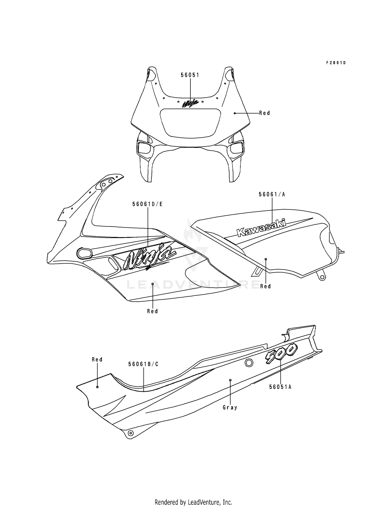 DECALS (RED)(EX500-D3)