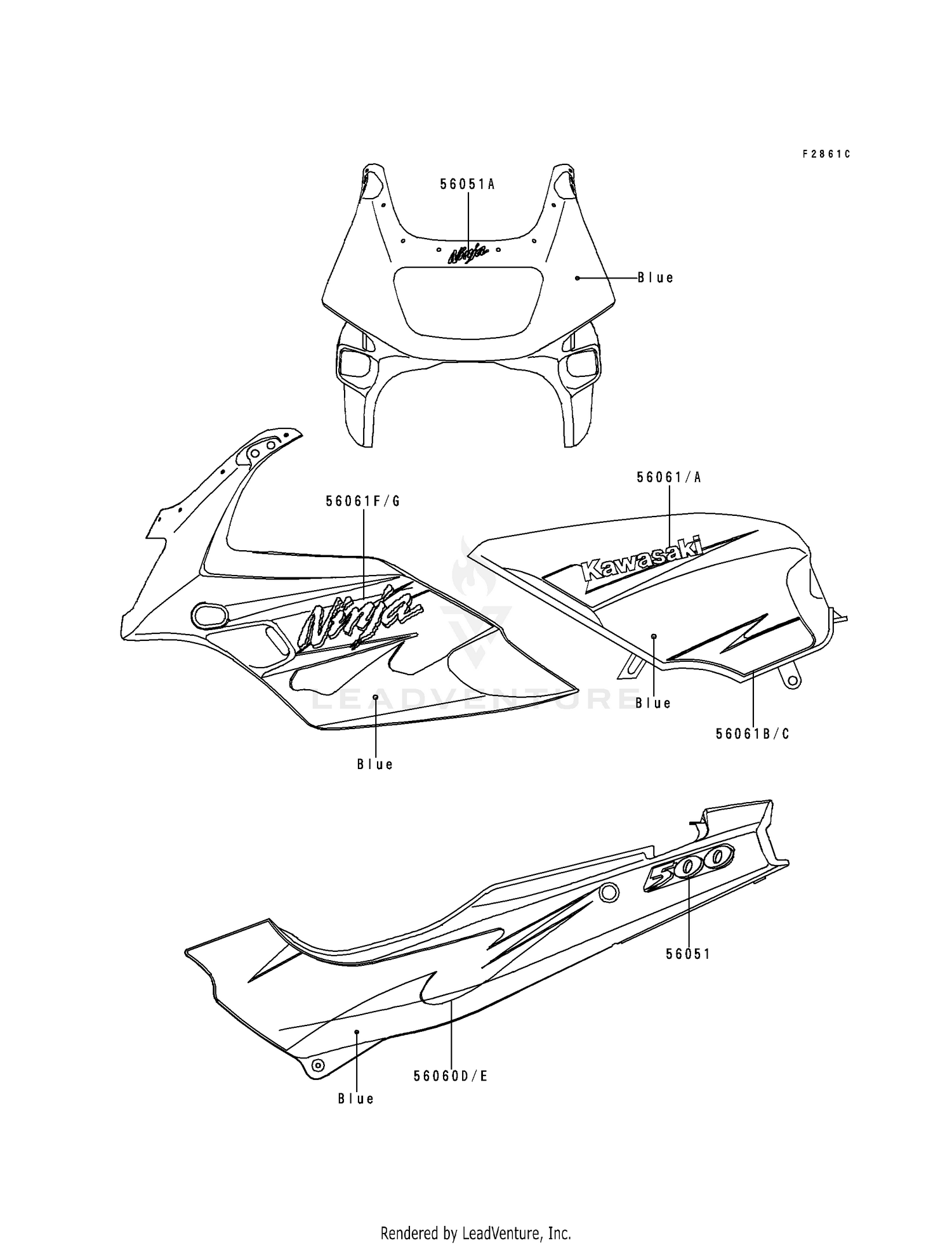 DECALS (BLUE)(EX500-D2)