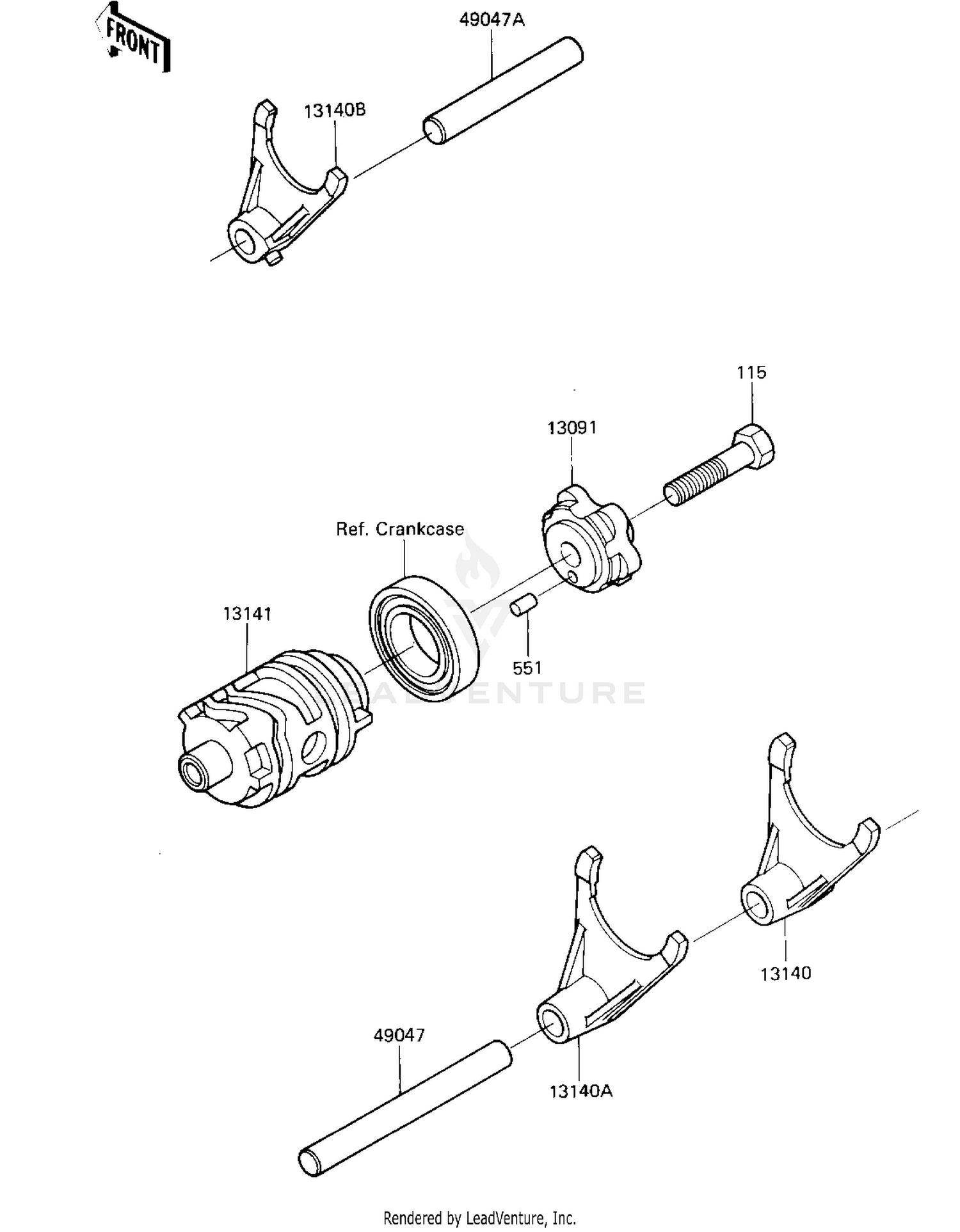 GEAR CHANGE DRUM & FORKS ('85 A2)
