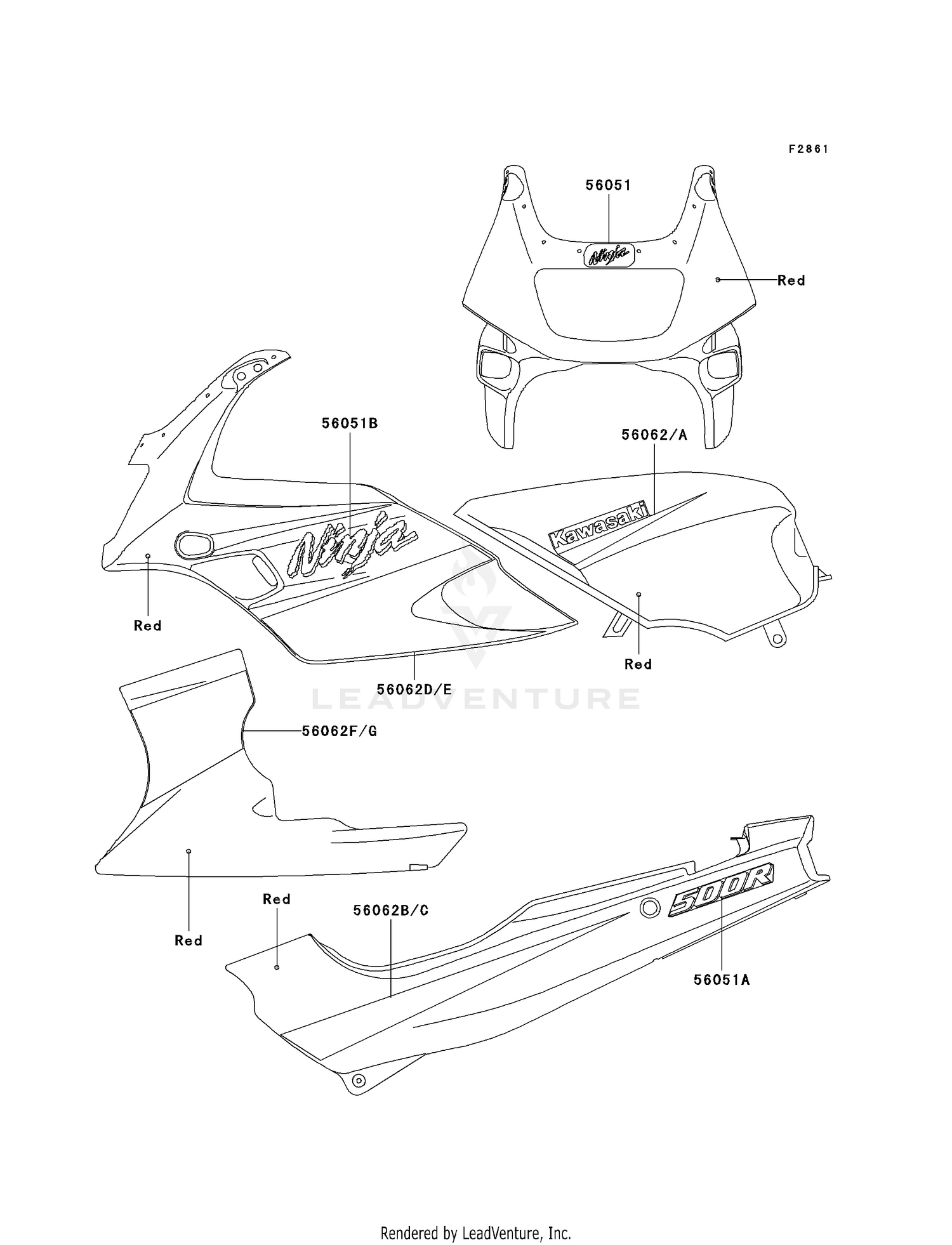 DECALS (RED)(EX500-D6)
