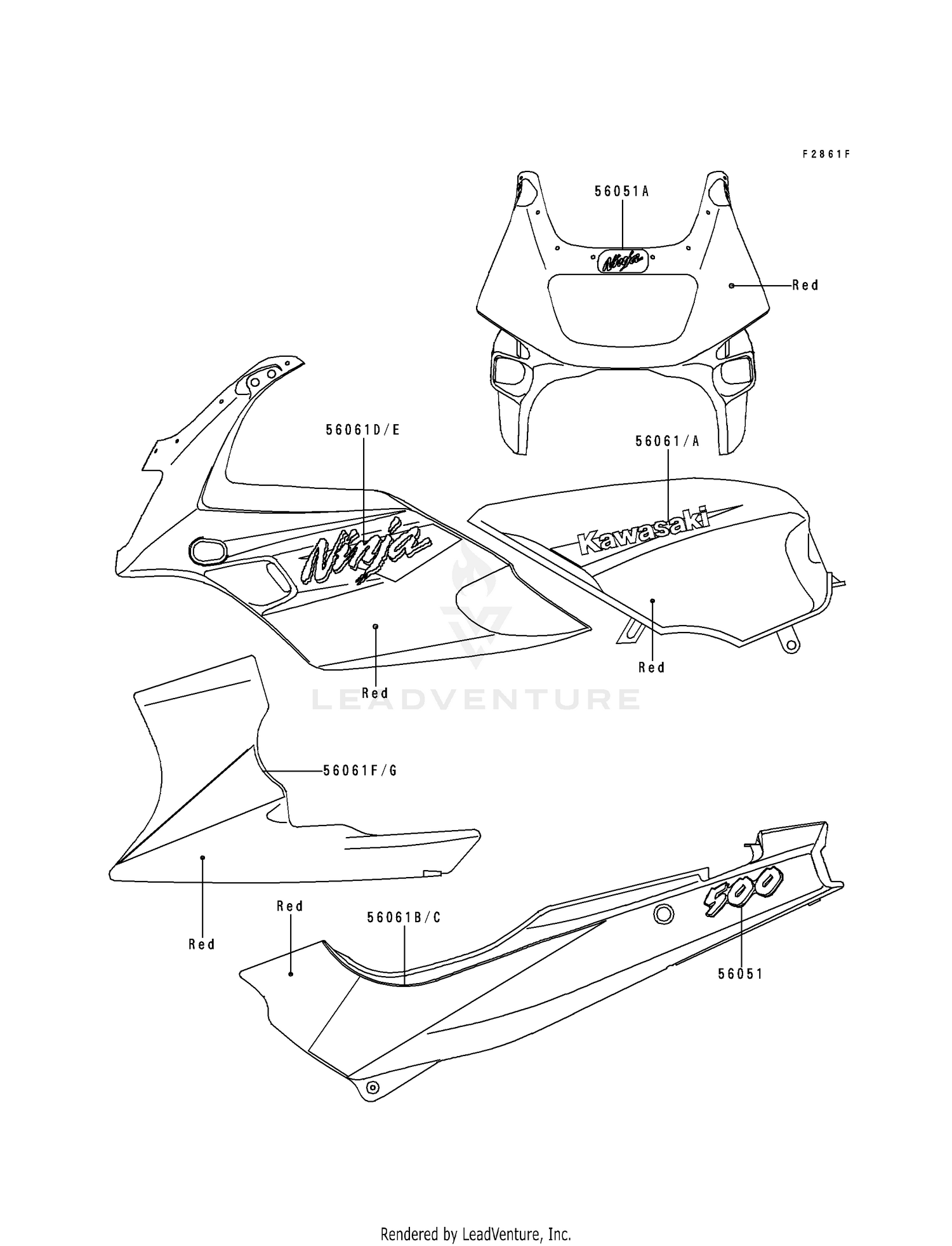 DECALS (RED)(EX500-D4)