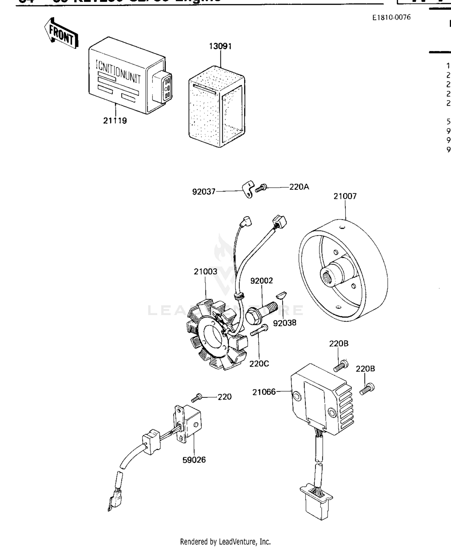 IGNITION GENERATOR REGULATOR ('84-'85 C2