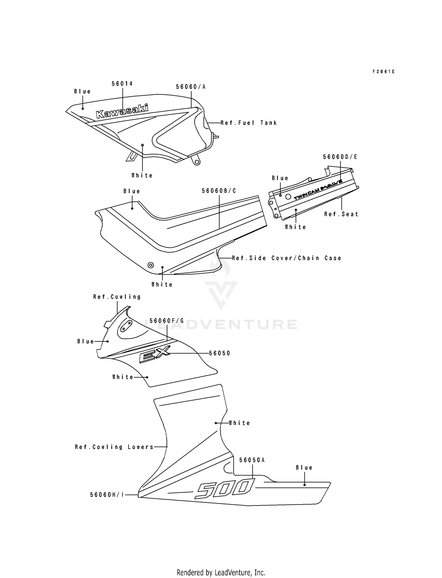 DECALS (EX500-A6)(BLUE/WHITE)