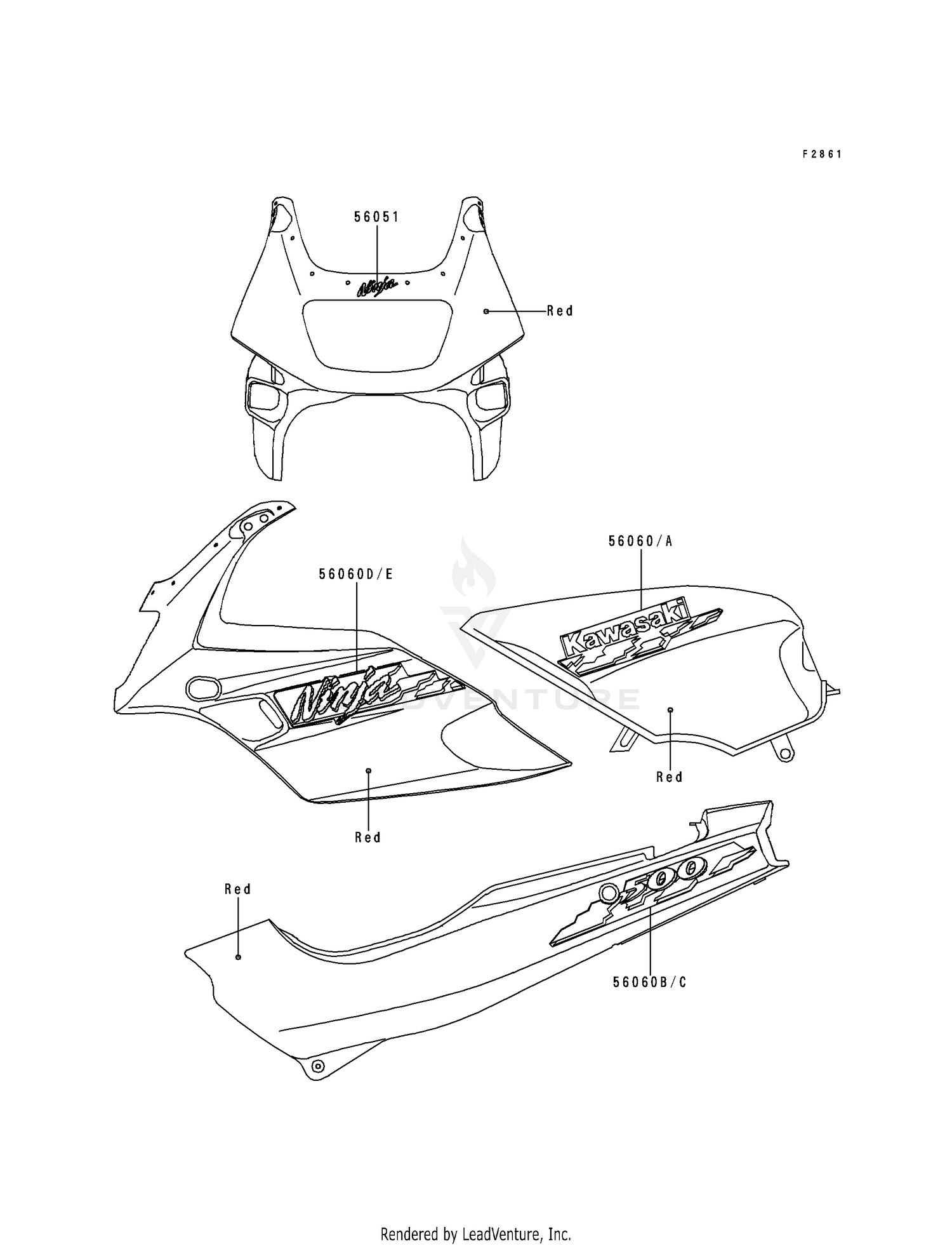 DECALS (RED)(EX500-D1)