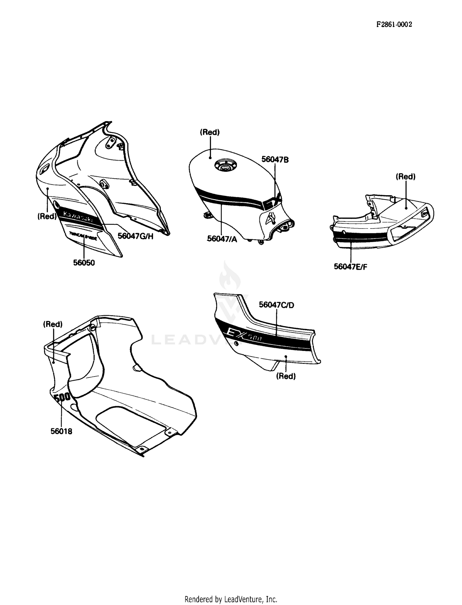 DECALS (RED)(EX500-A2)