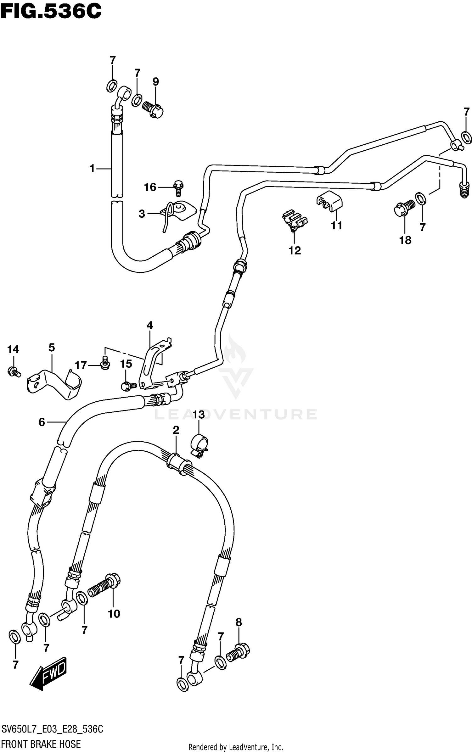 FRONT BRAKE HOSE (SV650AL7 E28)