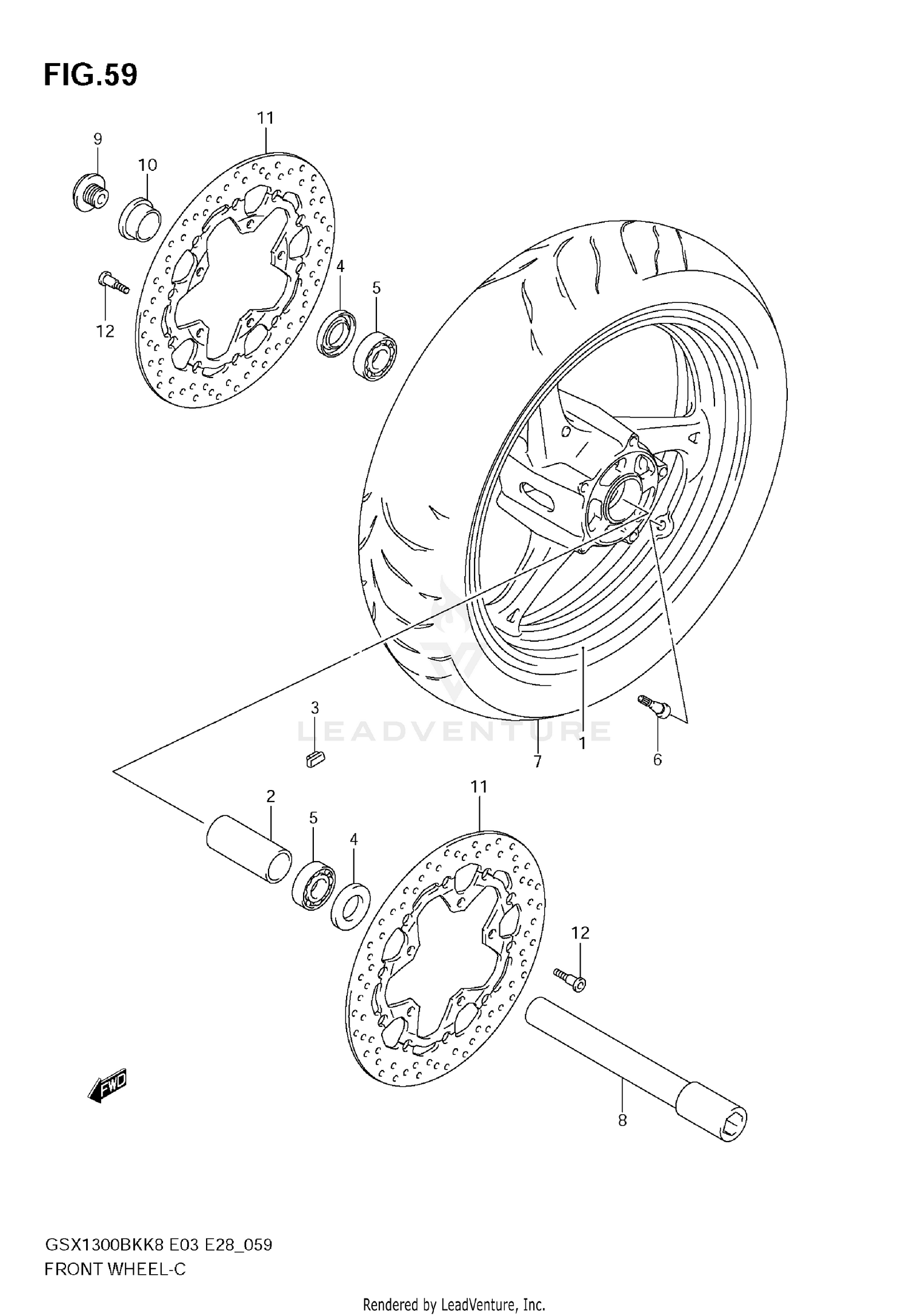 FRONT WHEEL (GSX1300BKK8/K9)