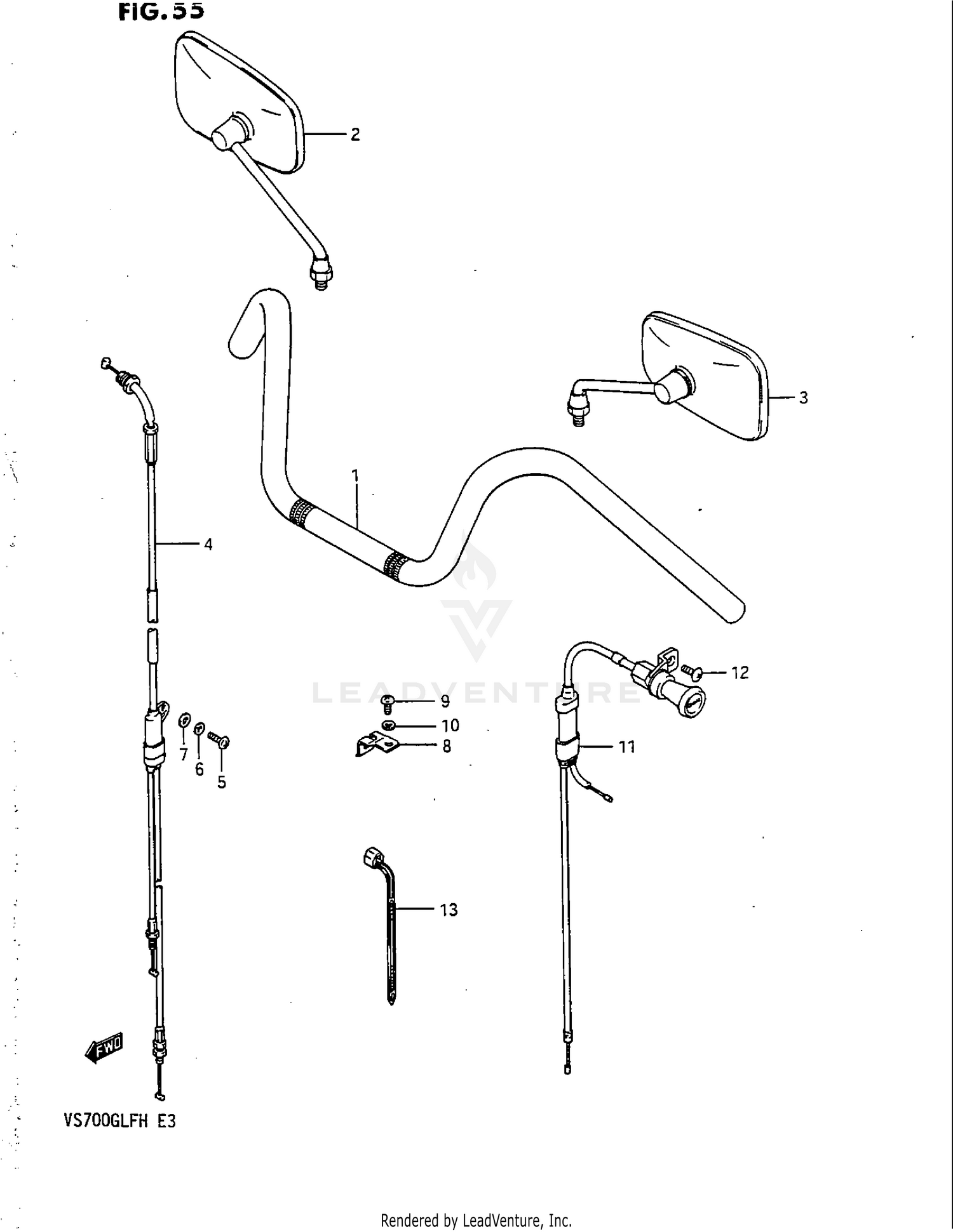 HANDLEBAR - CONTROL CABLE (VS700GLPG/GLEPG/GLPH/GLEPH)