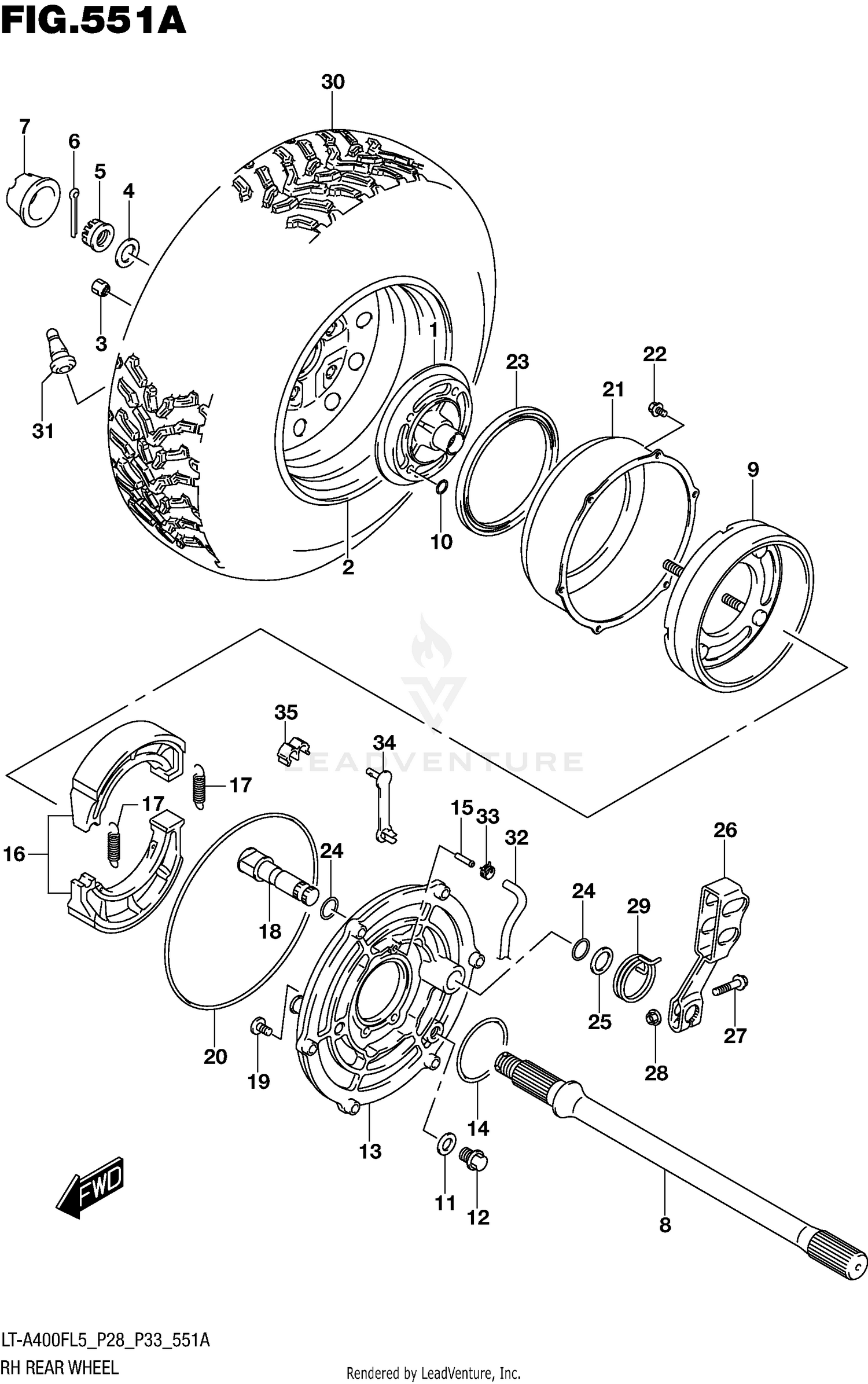RH REAR WHEEL (LT-A400FL5 P28)