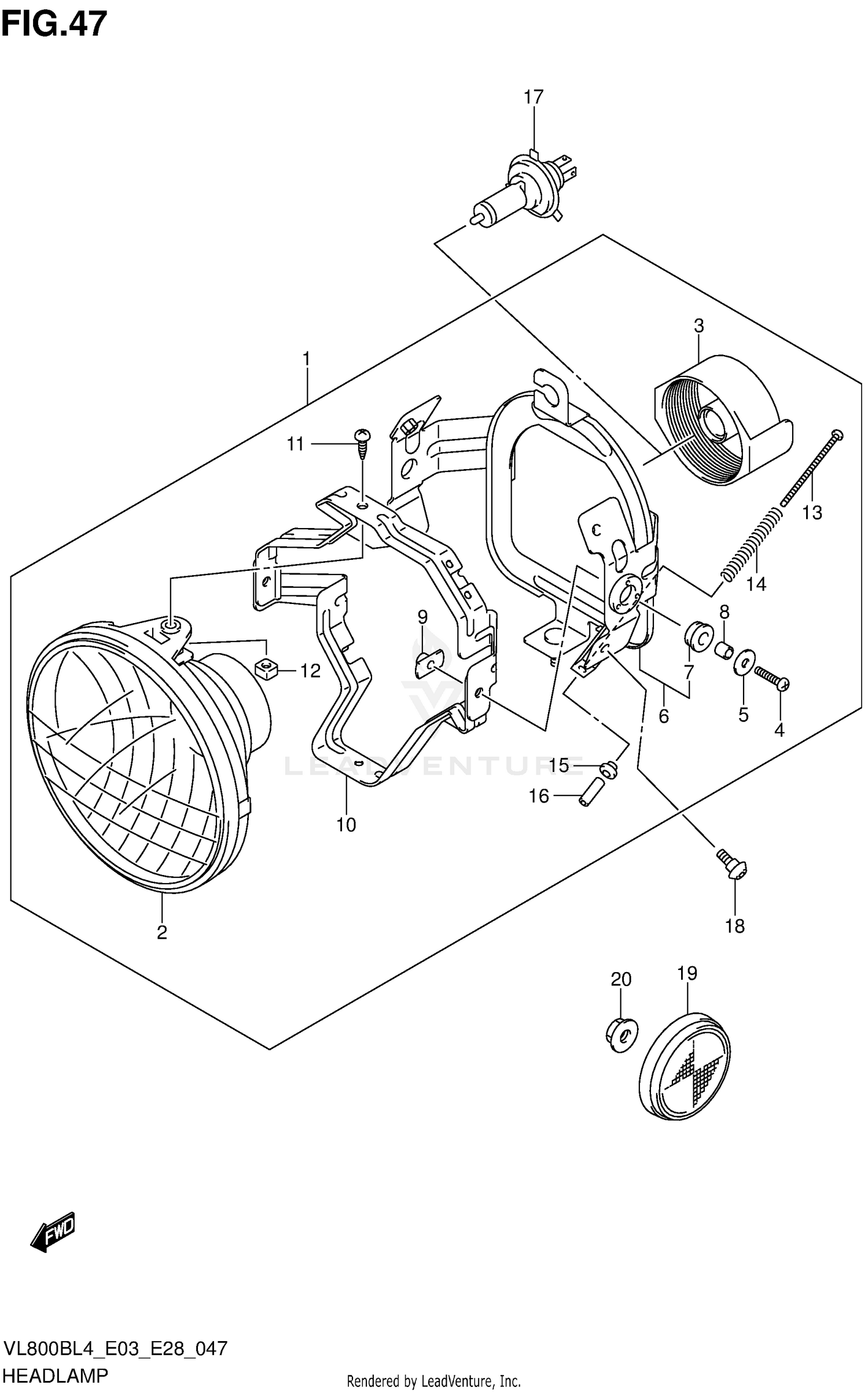 HEADLAMP ASSY (VL800BL4 E28)