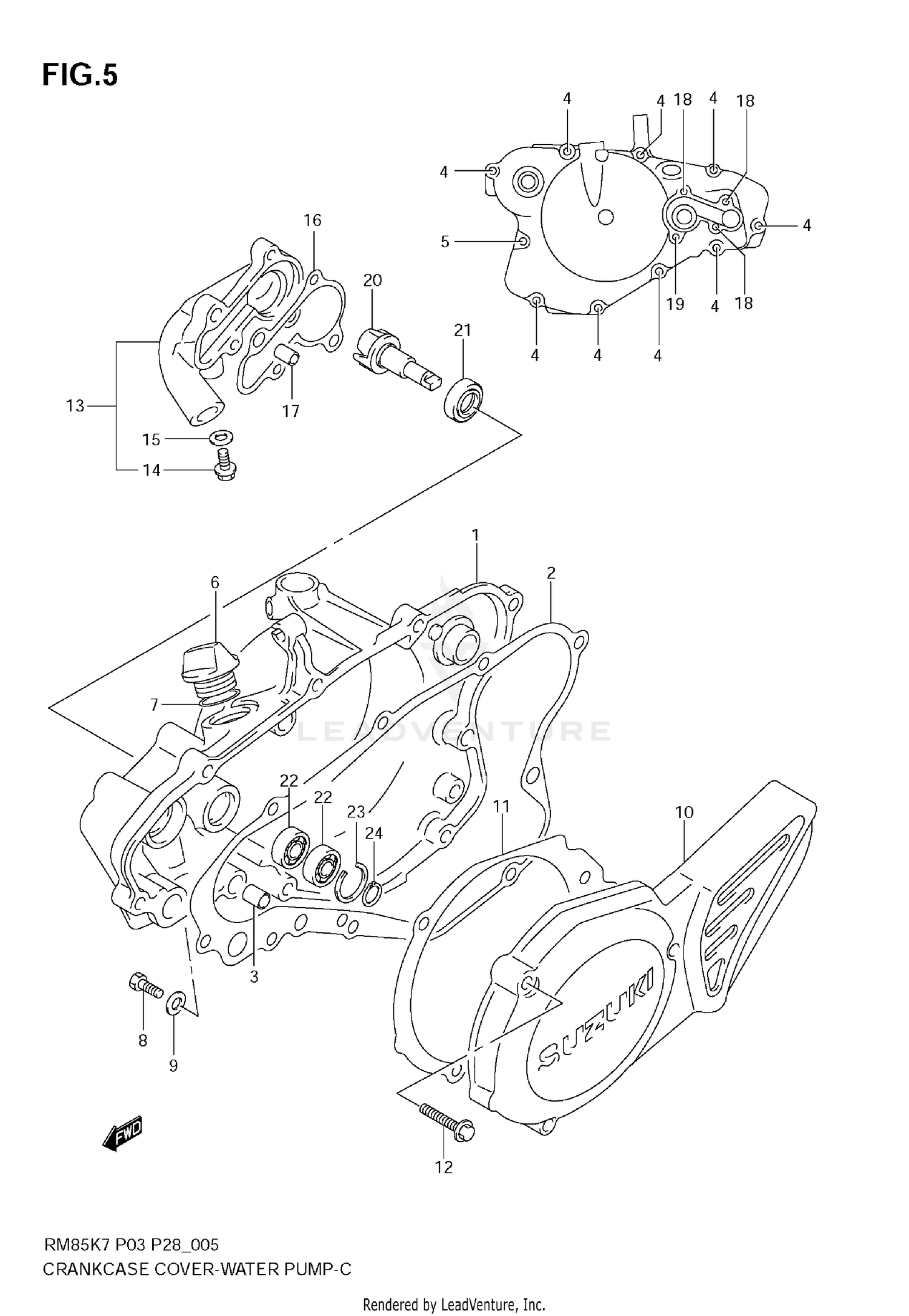 CRANKCASE COVER- WATER PUMP