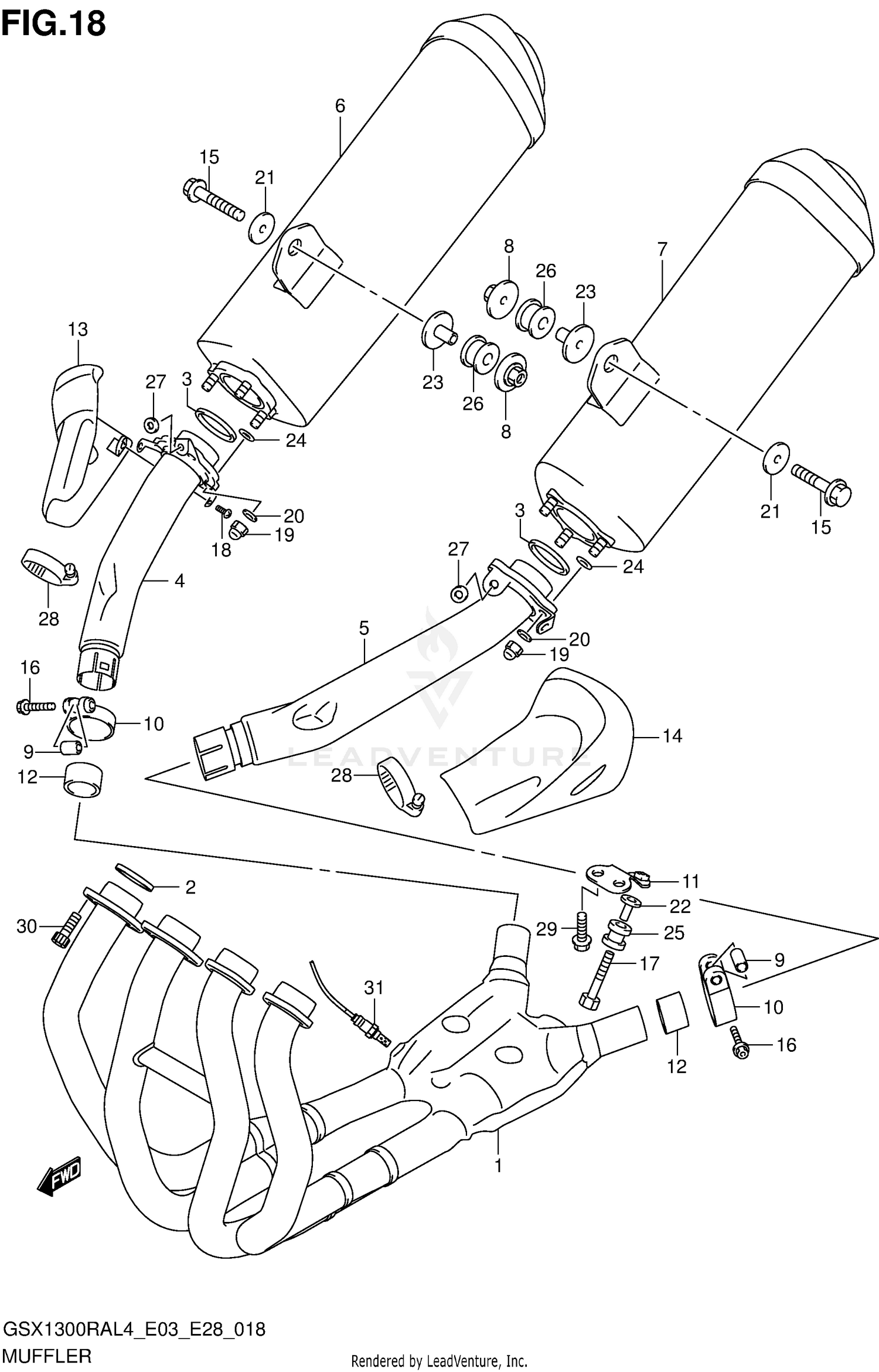 MUFFLER (GSX1300RAL4 E03)