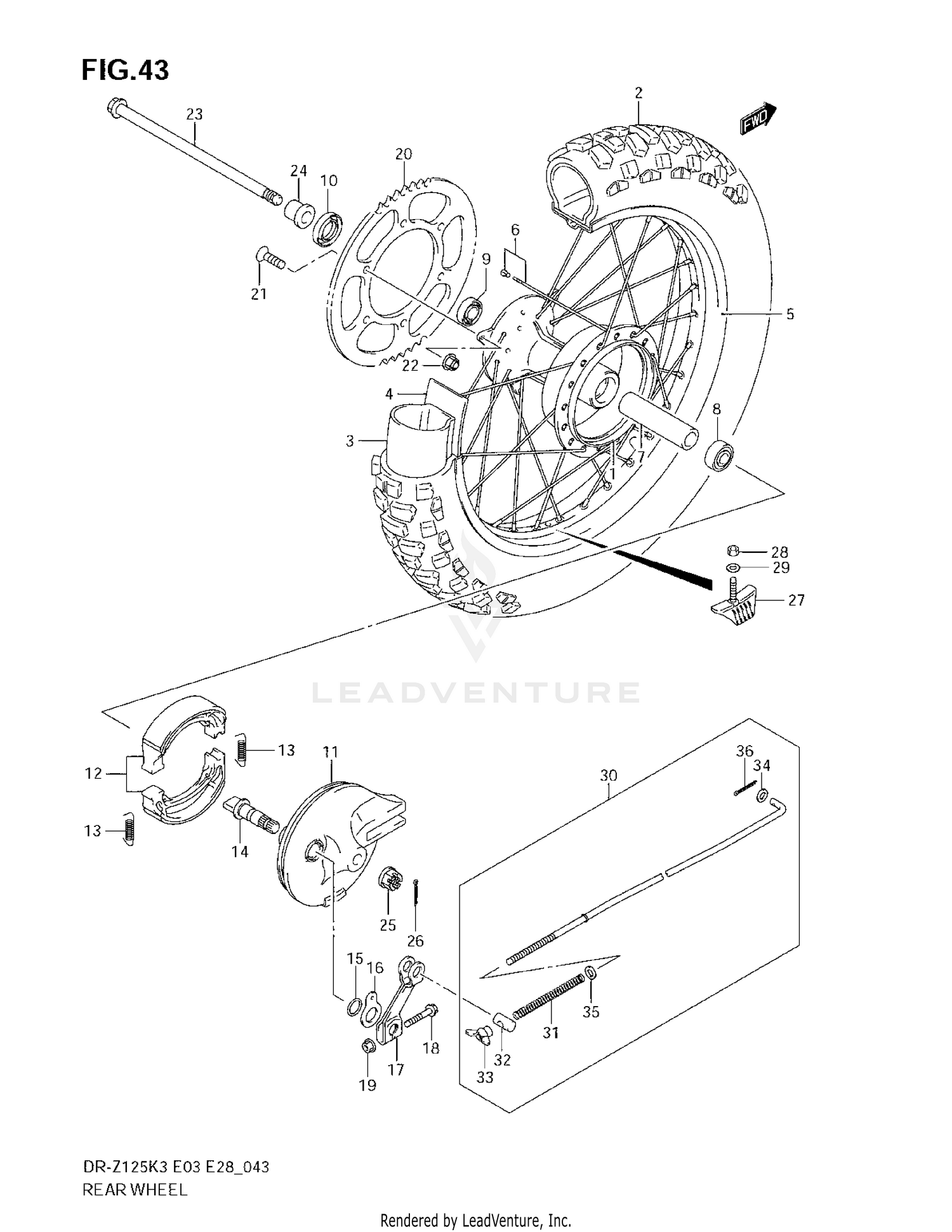 REAR WHEEL (DR-Z125K3)