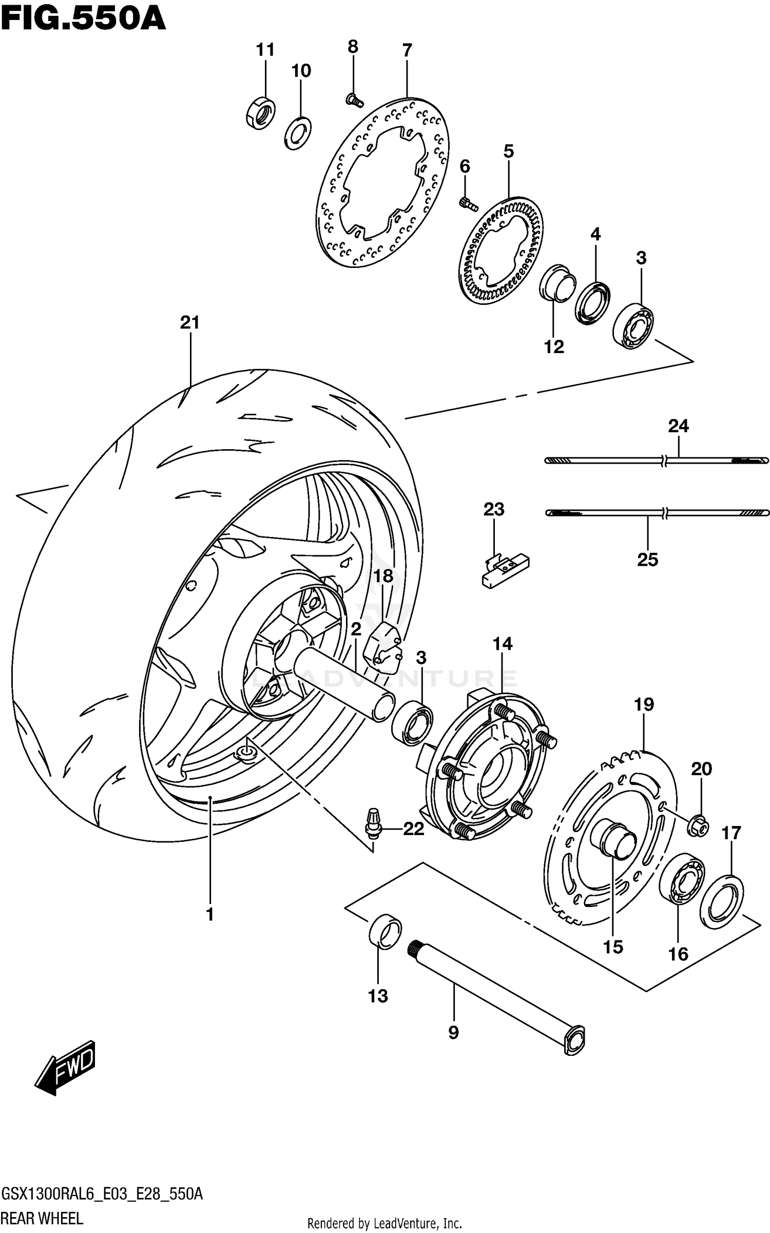 REAR WHEEL (GSX1300RAL6 E03)