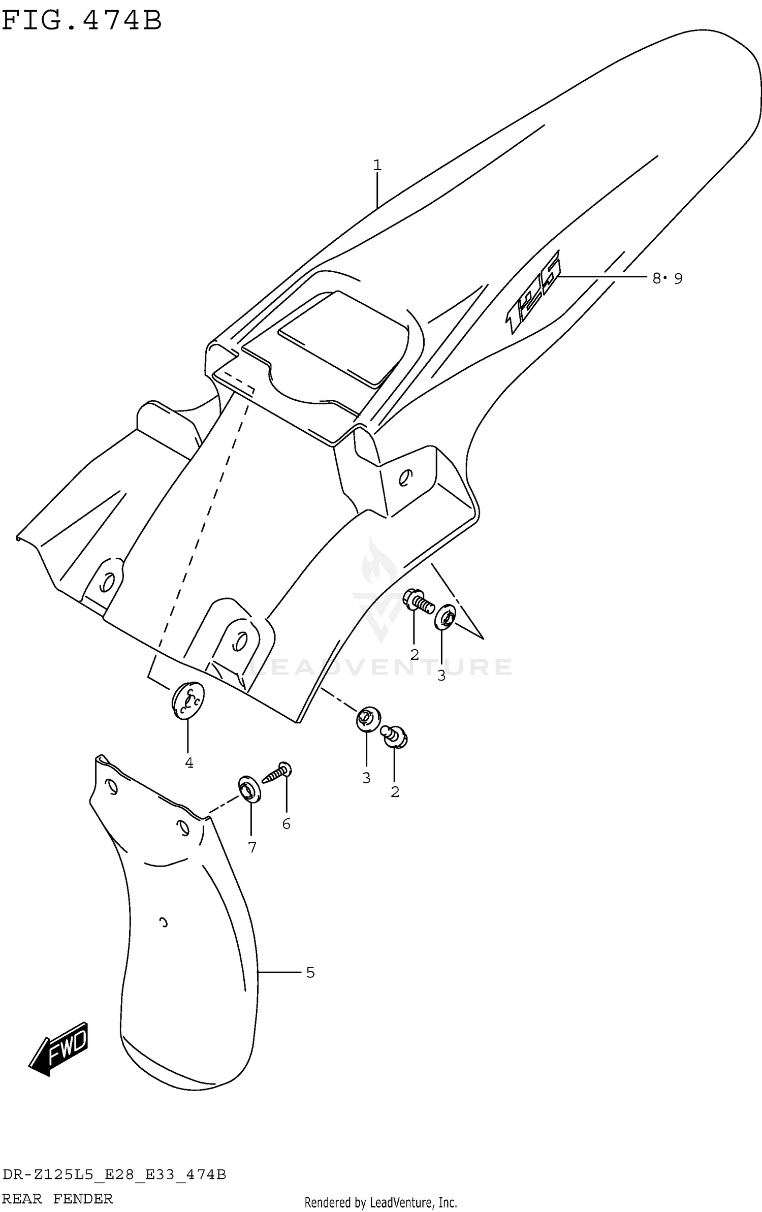 REAR FENDER (DR-Z125L5 E33)