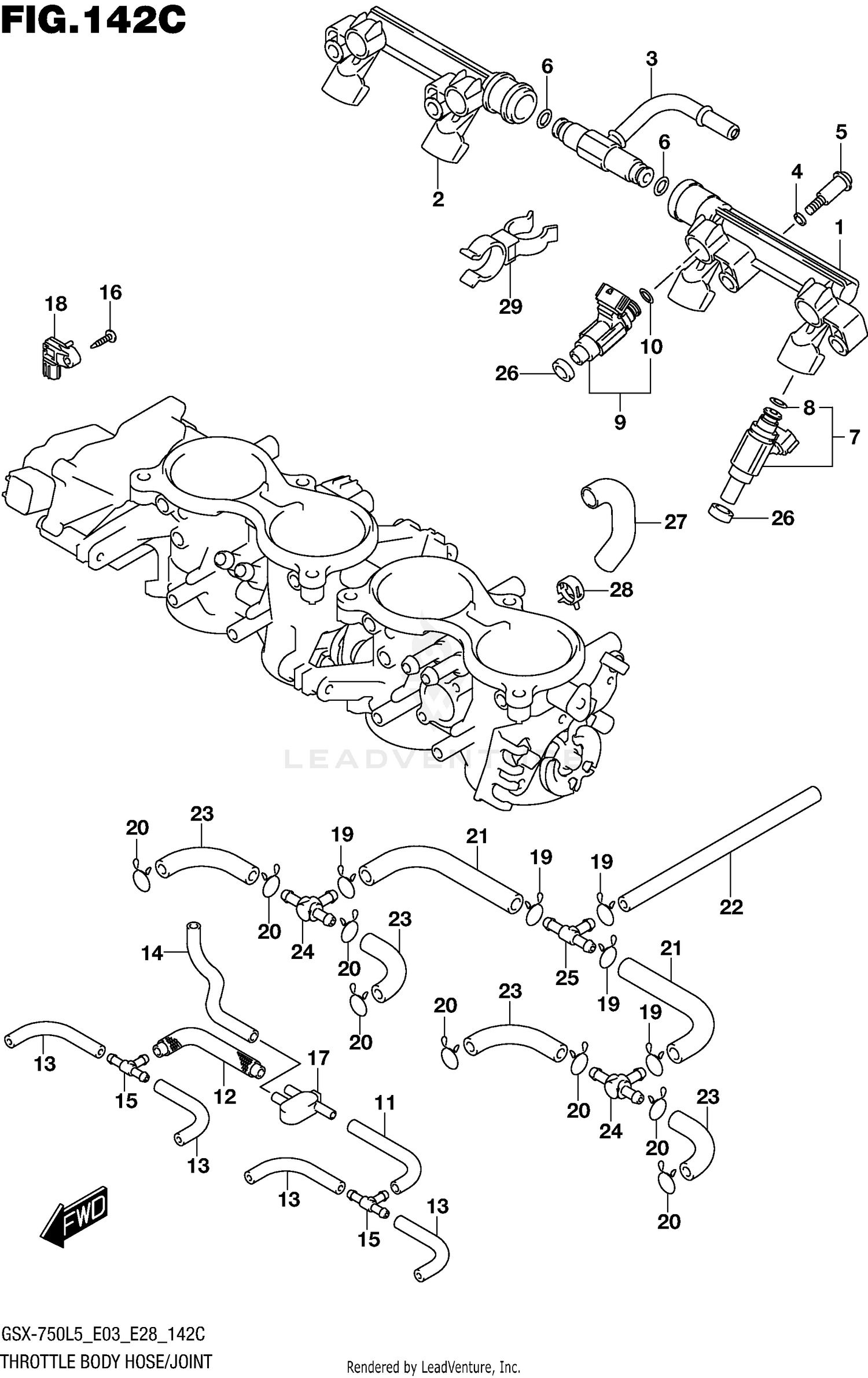 THROTTLE BODY HOSE/JOINT (GSX-R750L5 E33)