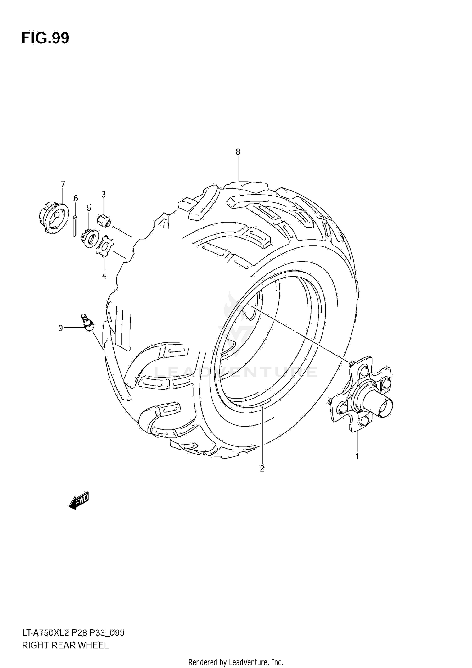 RIGHT REAR WHEEL (LT-A750XL2 E28)