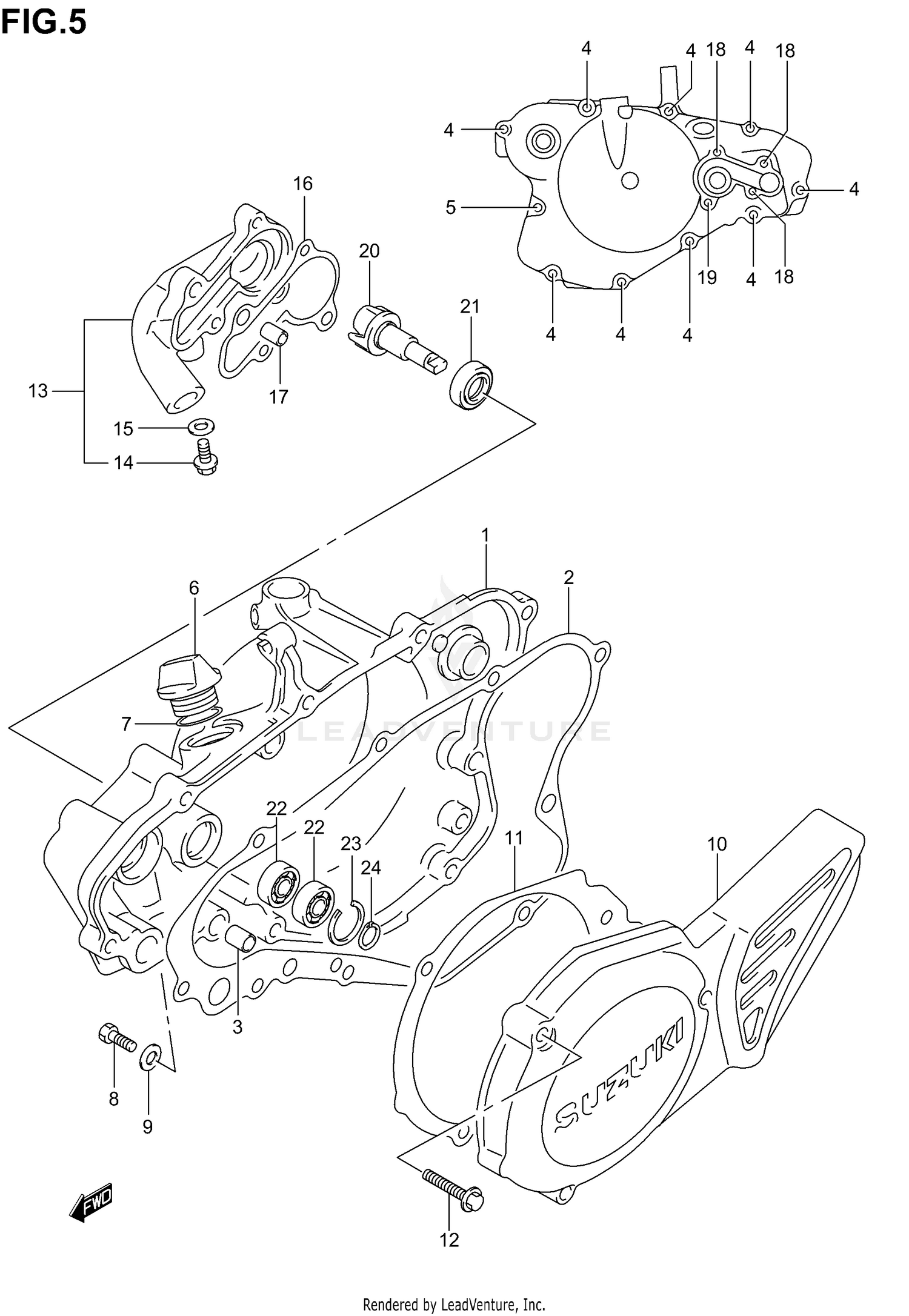 CRANKCASE COVER- WATER PUMP