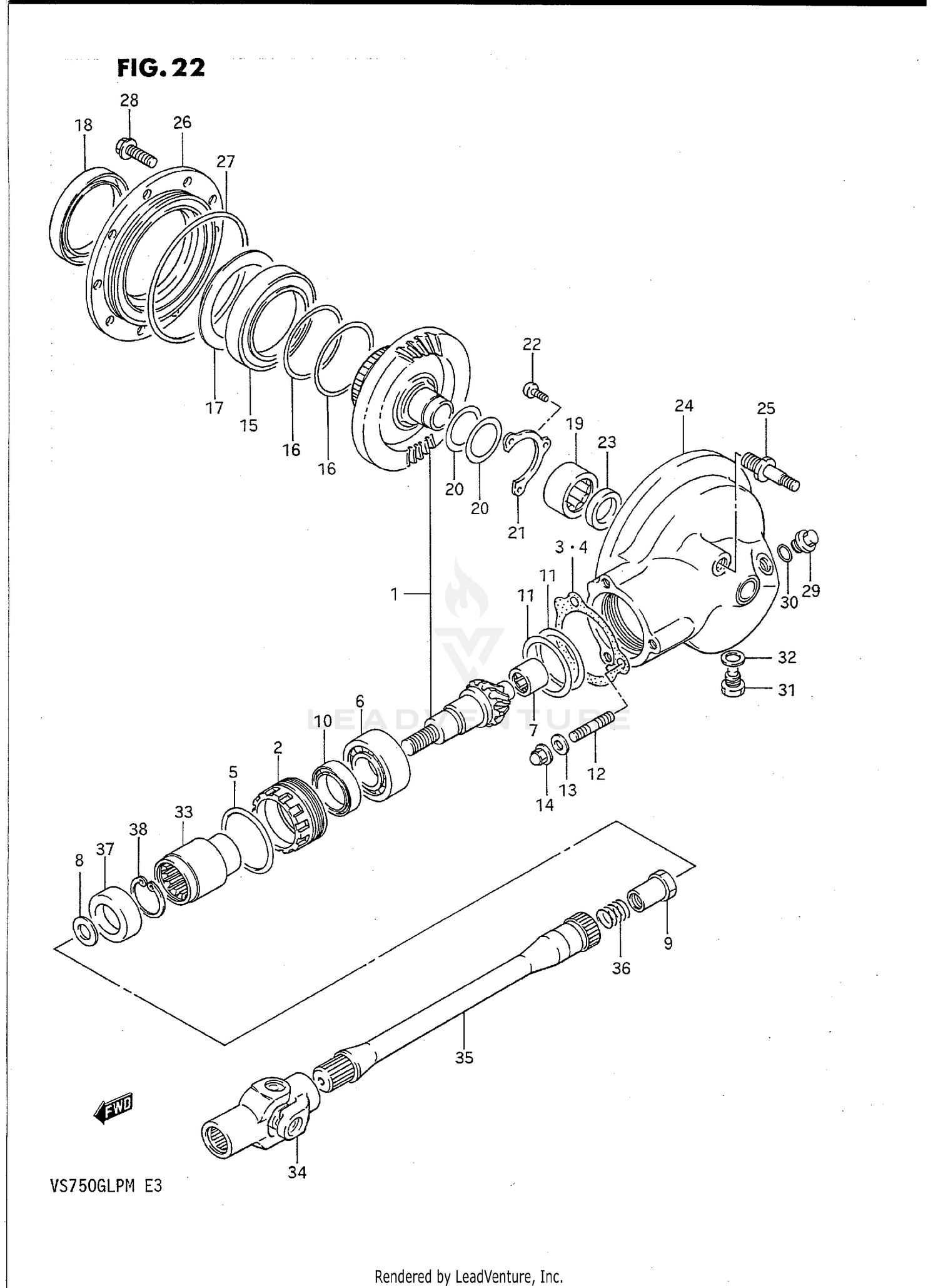 PROPELLER SHAFT - FINAL DRIVE GEAR
