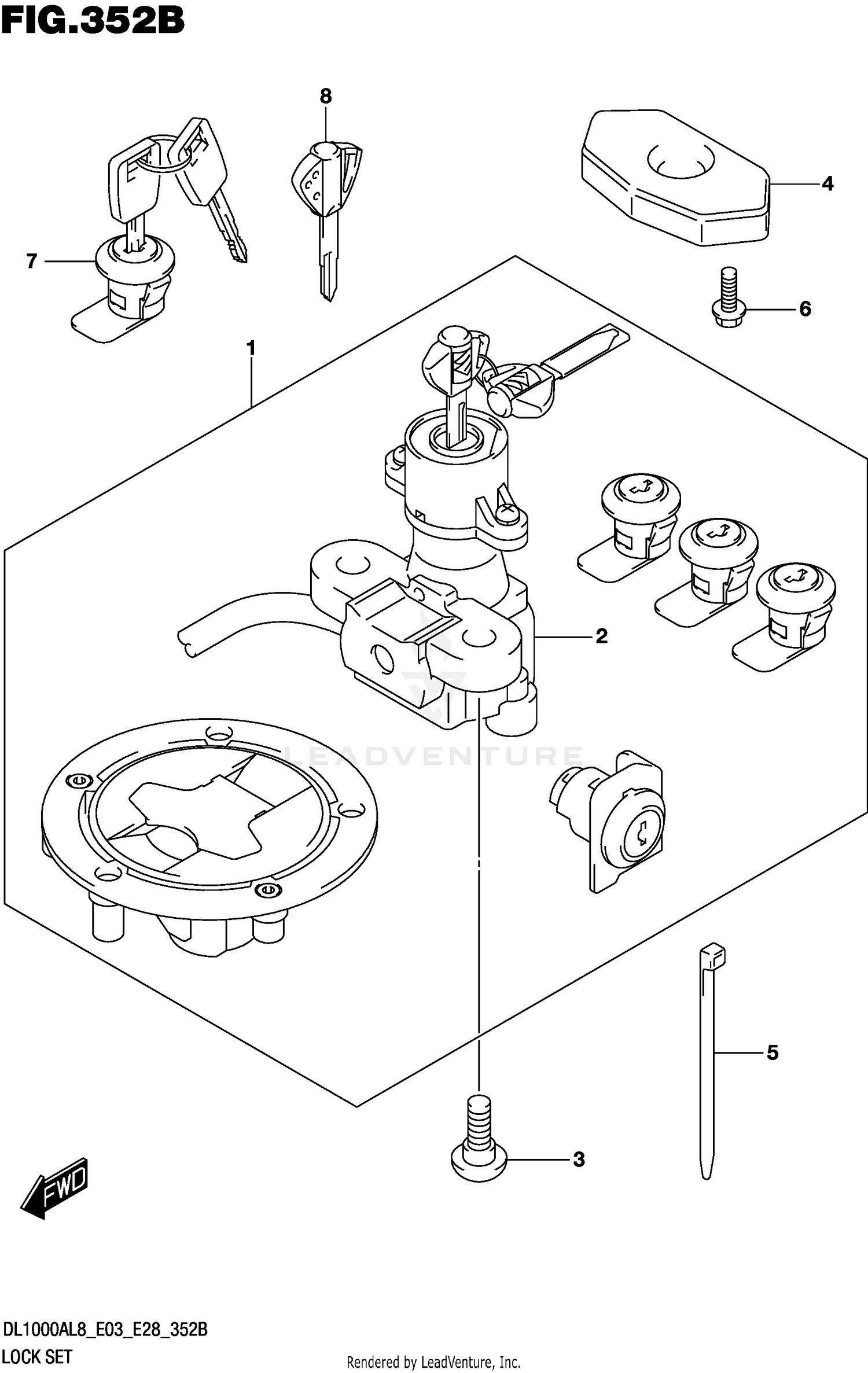 LOCK SET (FOR TOP CASE,SIDE CASE)