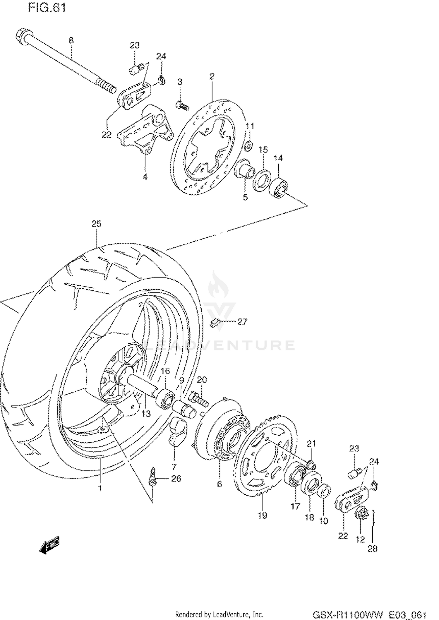 REAR WHEEL (MODEL P/R)