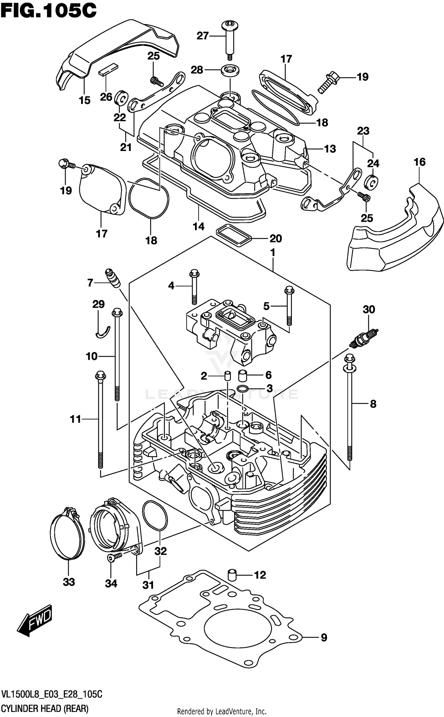 CYLINDER HEAD (REAR) (VL1500BL8 E33)
