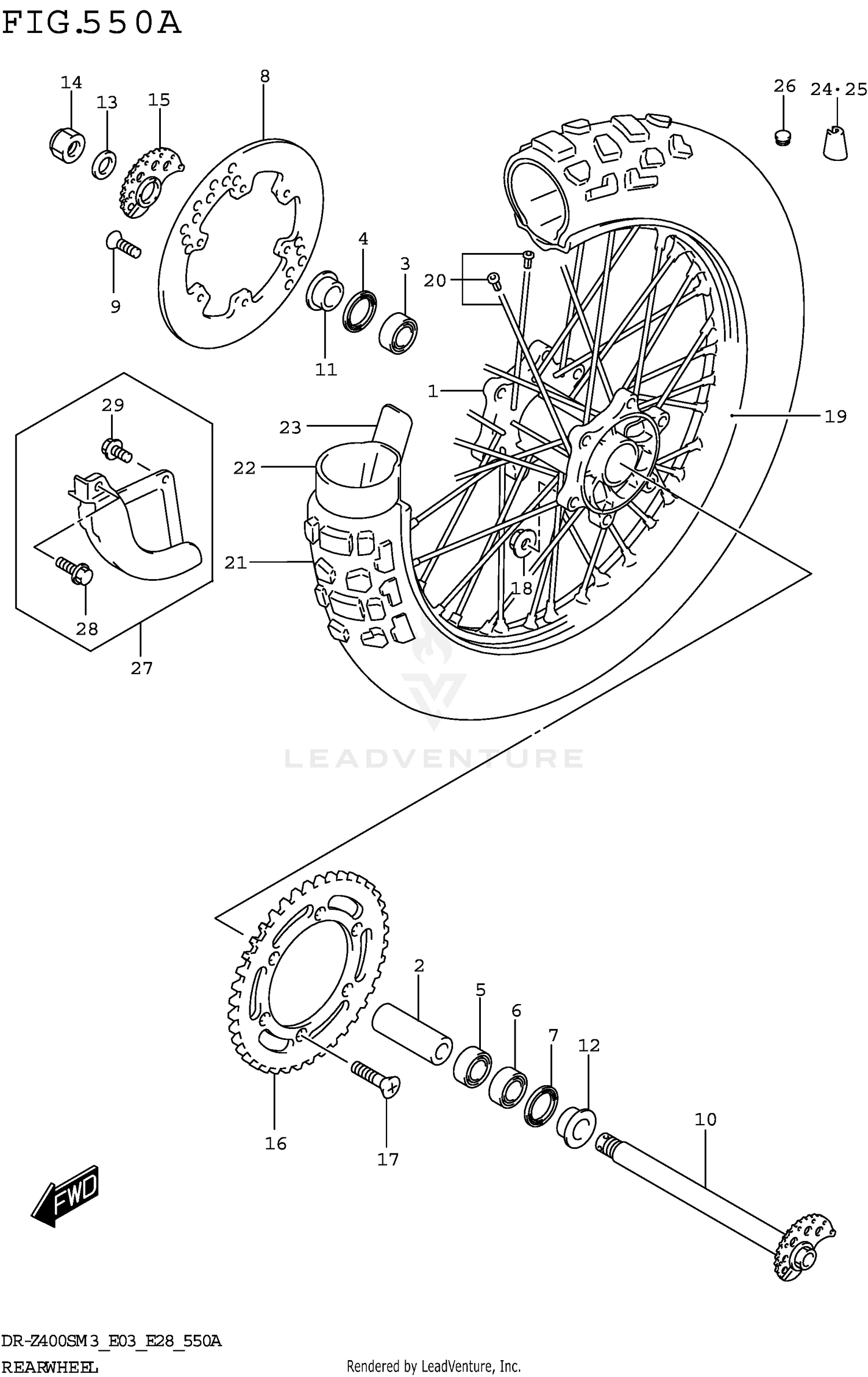 REAR WHEEL (DR-Z400SM3 E03)
